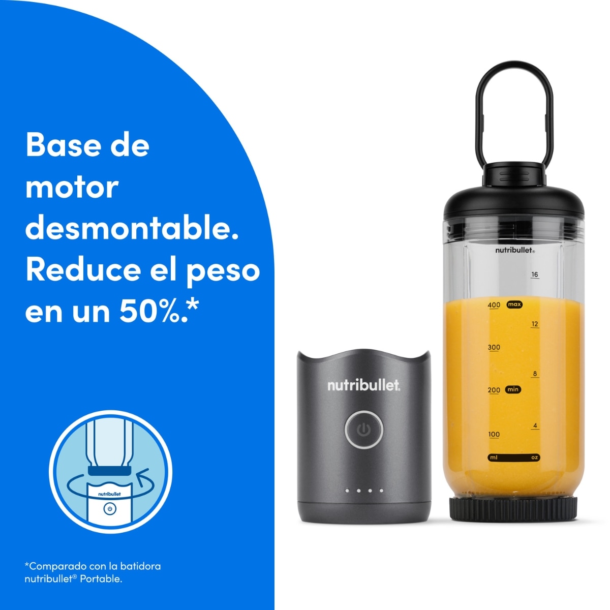 Batidora personal Nutribullet Flex Portable NBP013GM con puerto de carga USB - Gris Gris-5