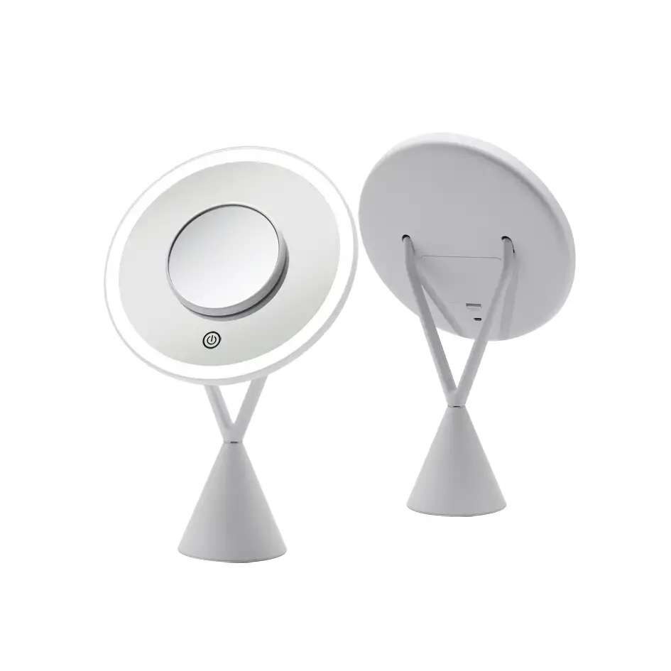 Imagen 2 de Espejo cosmético de sobremesa con aumento auxiliar y luz LED Manillons Torrent - Plata Plata