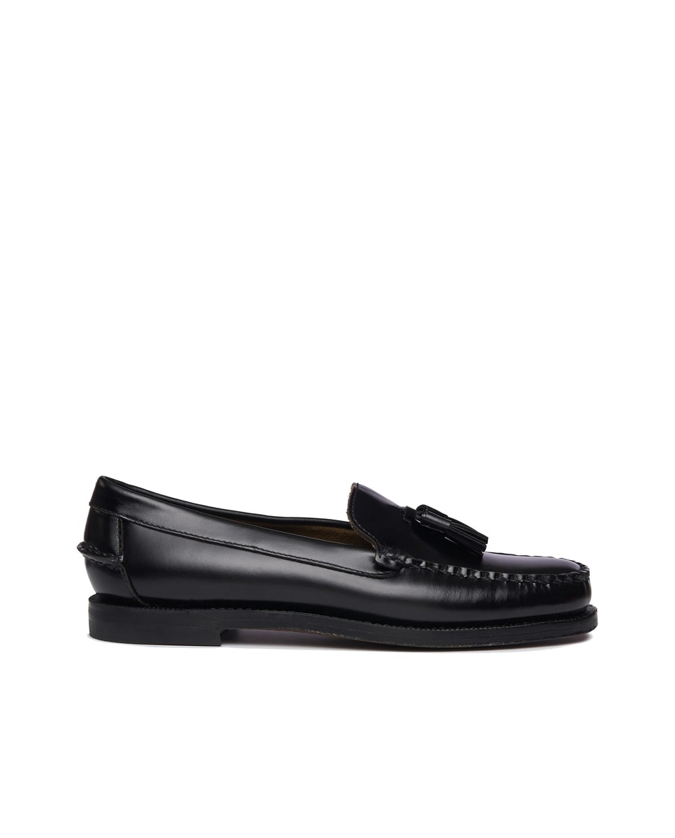 Imagen 0 de Mocasines de mujer en piel con borla estilo oficina Negro