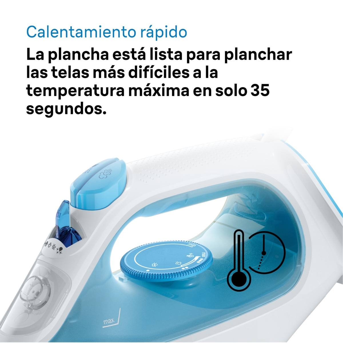 Plancha de vapor Braun TexStyle 1 SI1050BL con suela SuperCeramic - Blanco / Azul Blanco / Azul-5