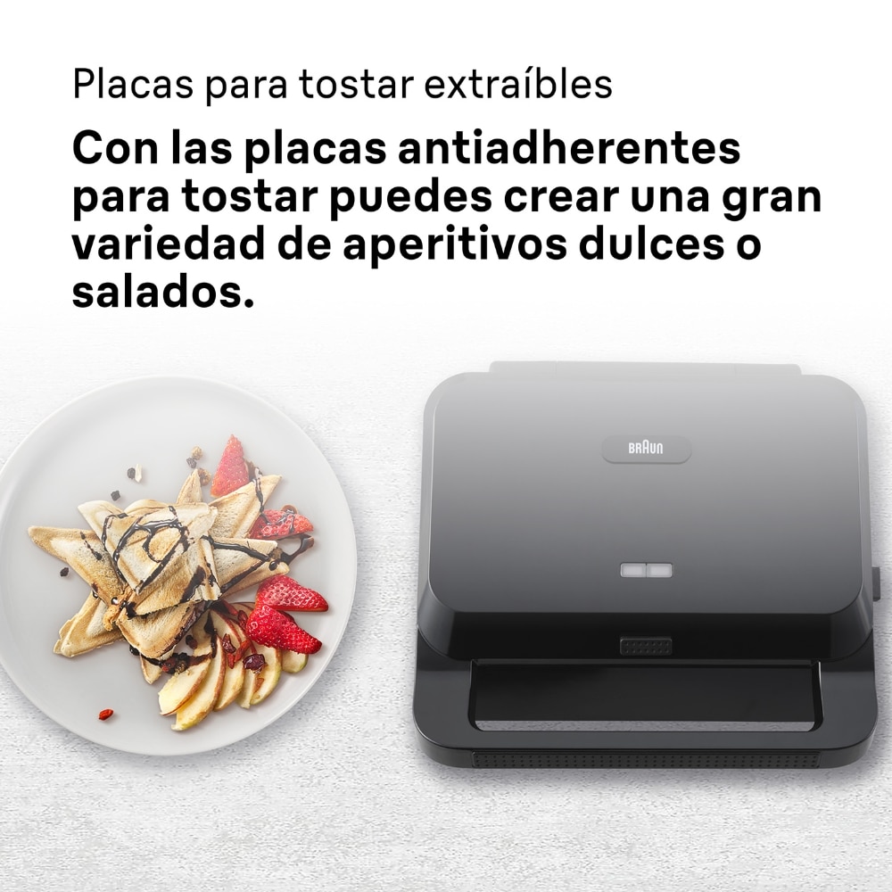 Imagen 3 de Sandwichera Braun SnackMaker 5 SM5000 con placas extraíbles - Negro Negro