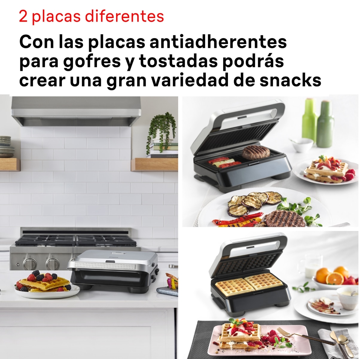 Imagen 3 de Sandwichera gofrera Braun SnackMaker 5 SM5006 3 en 1 - Gris Gris