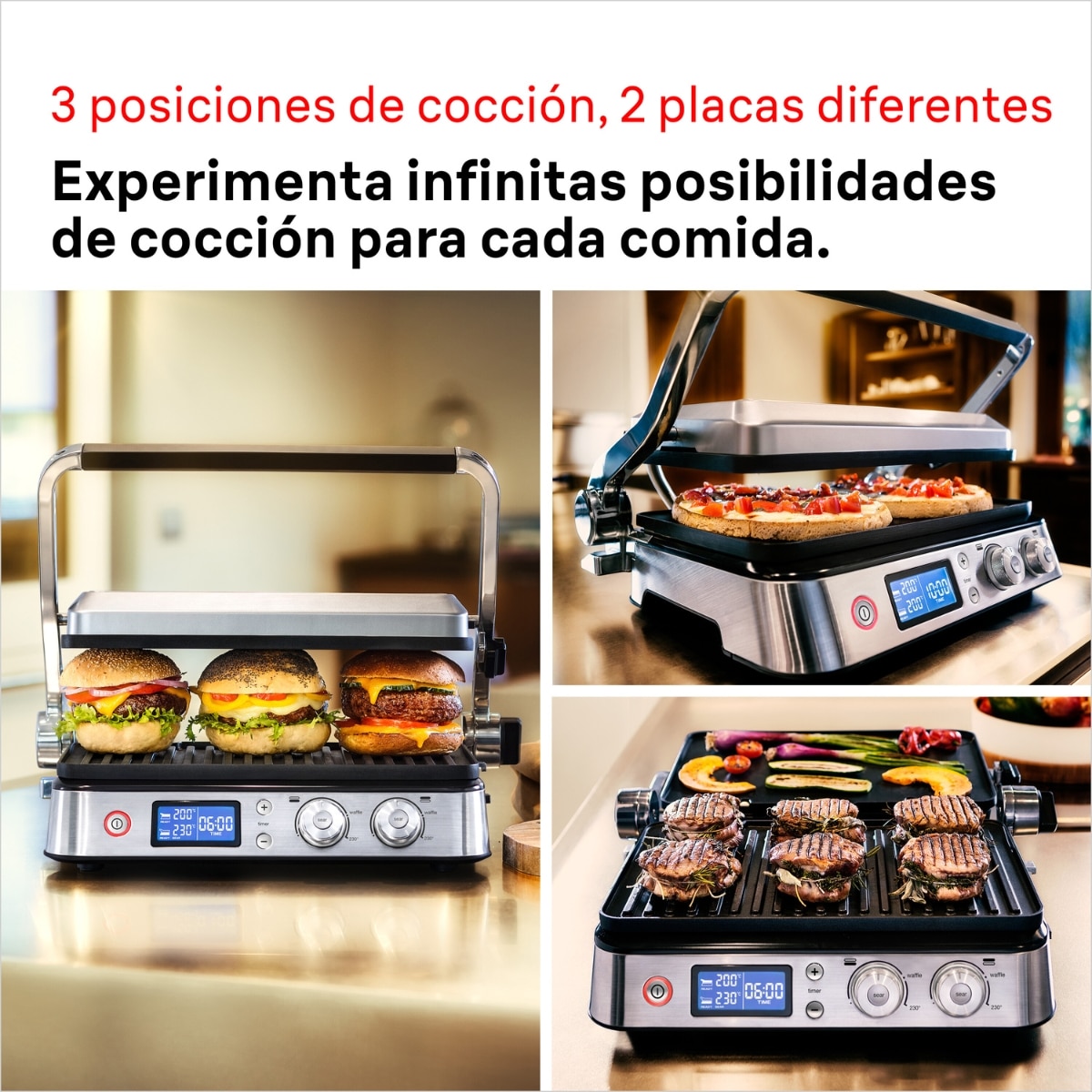 Multi Grill 9 Braun CG9043 3 en 1 con set doble de grills y planchas - Gris acero Gris acero-2