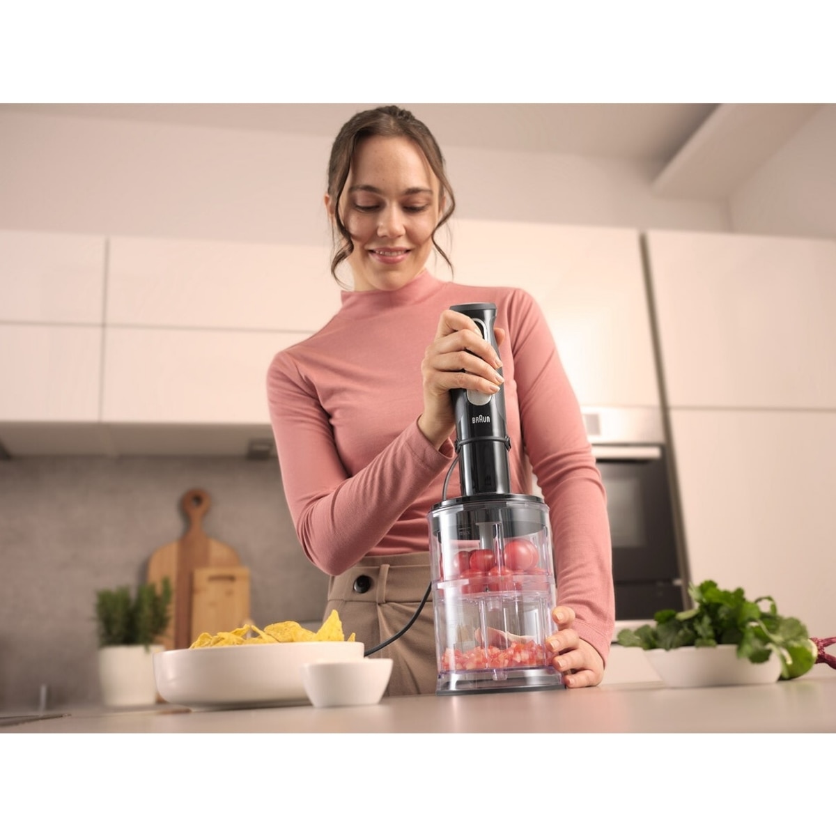 Batidora de mano Braun Minipimer 5 Pro MQ55254M con miniprocesador de alimentos - Negro Negro-5