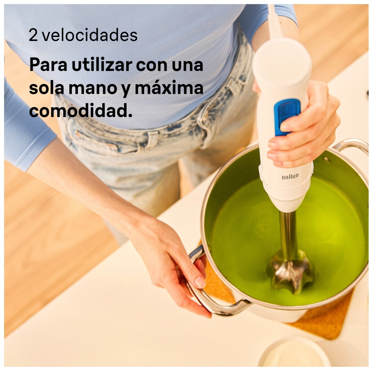 Batidora de mano Braun Minipimer 3 MQ30202MWH con diseño ergonómico - Blanco Blanco-4
