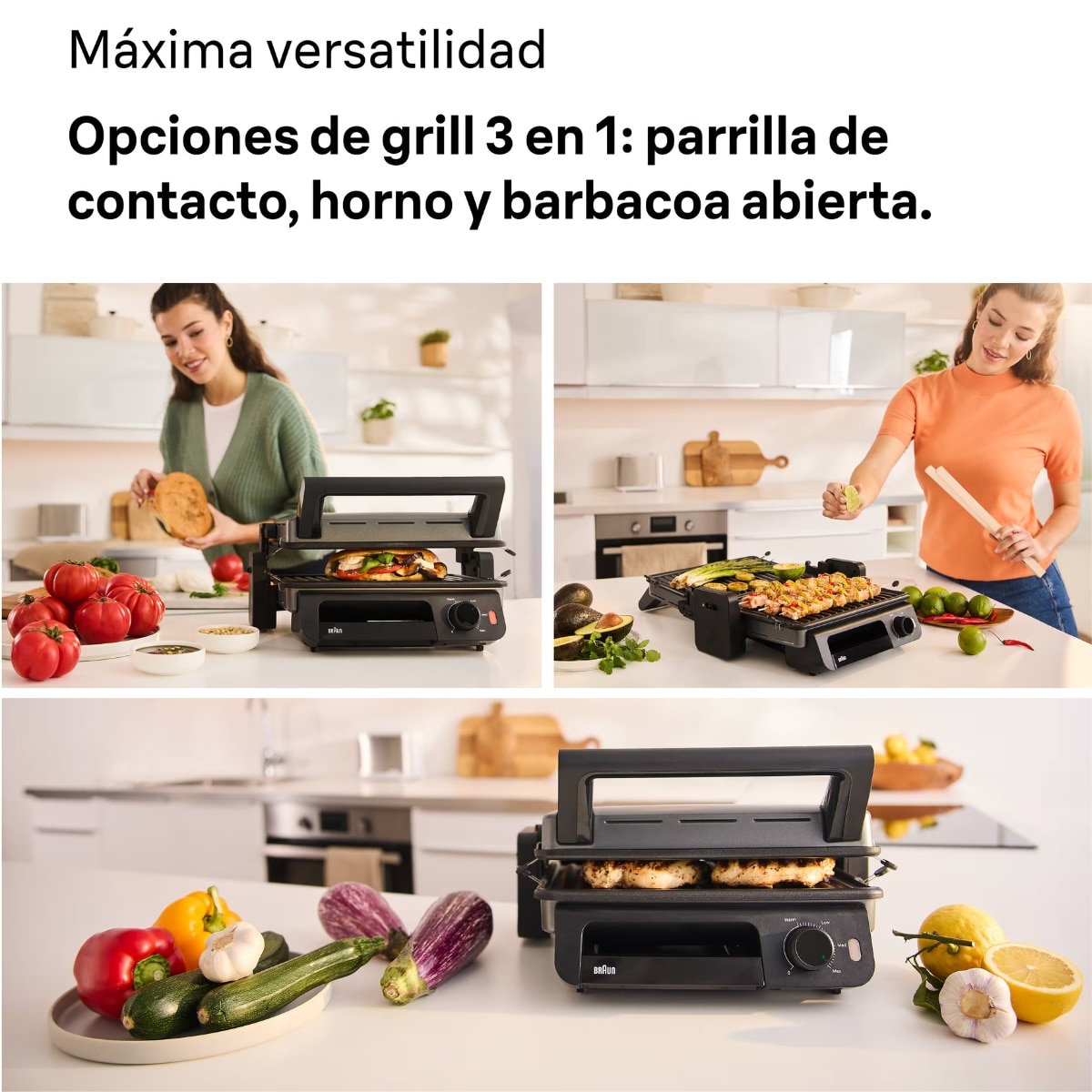 Multi Grill 5 Braun CG5010IGY 3 en 1 con set de 2 placas de parrilla - Negro Negro-2