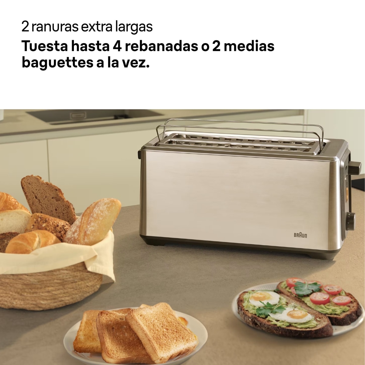 Tostador Braun Identity HT5220BK con doble ranura extralarga - Gris Gris-2
