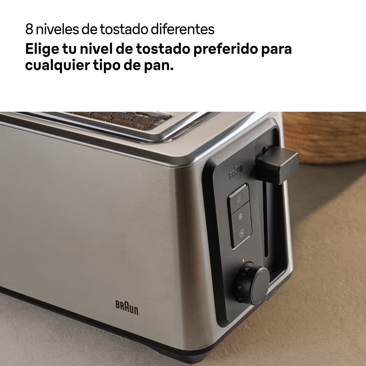 Tostador Braun Identity HT5220BK con doble ranura extralarga - Gris Gris-3