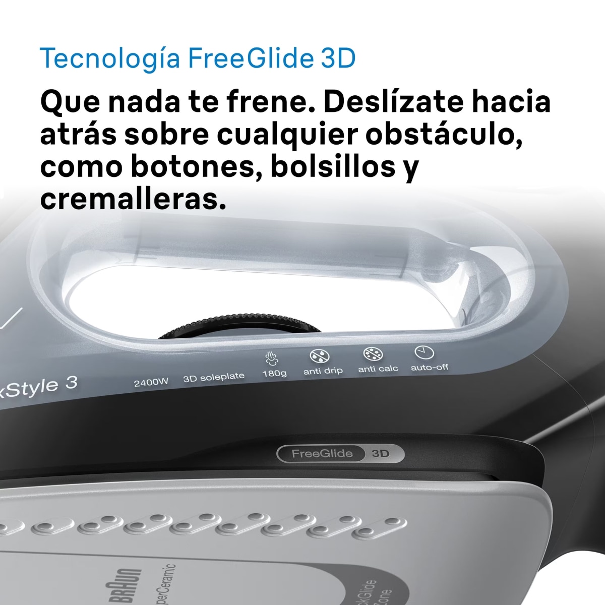 Imagen 4 de Plancha de vapor Braun TexStyle 3 SI3055BK 2400 W con suela bidireccional SuperCeramic - Negro Negro