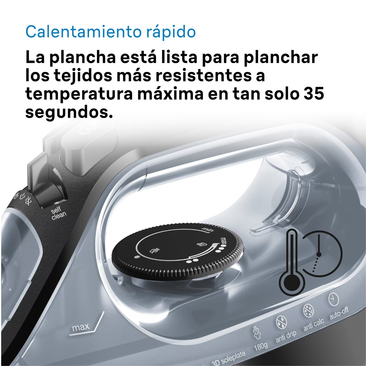 Imagen 5 de Plancha de vapor Braun TexStyle 3 SI3055BK 2400 W con suela bidireccional SuperCeramic - Negro Negro