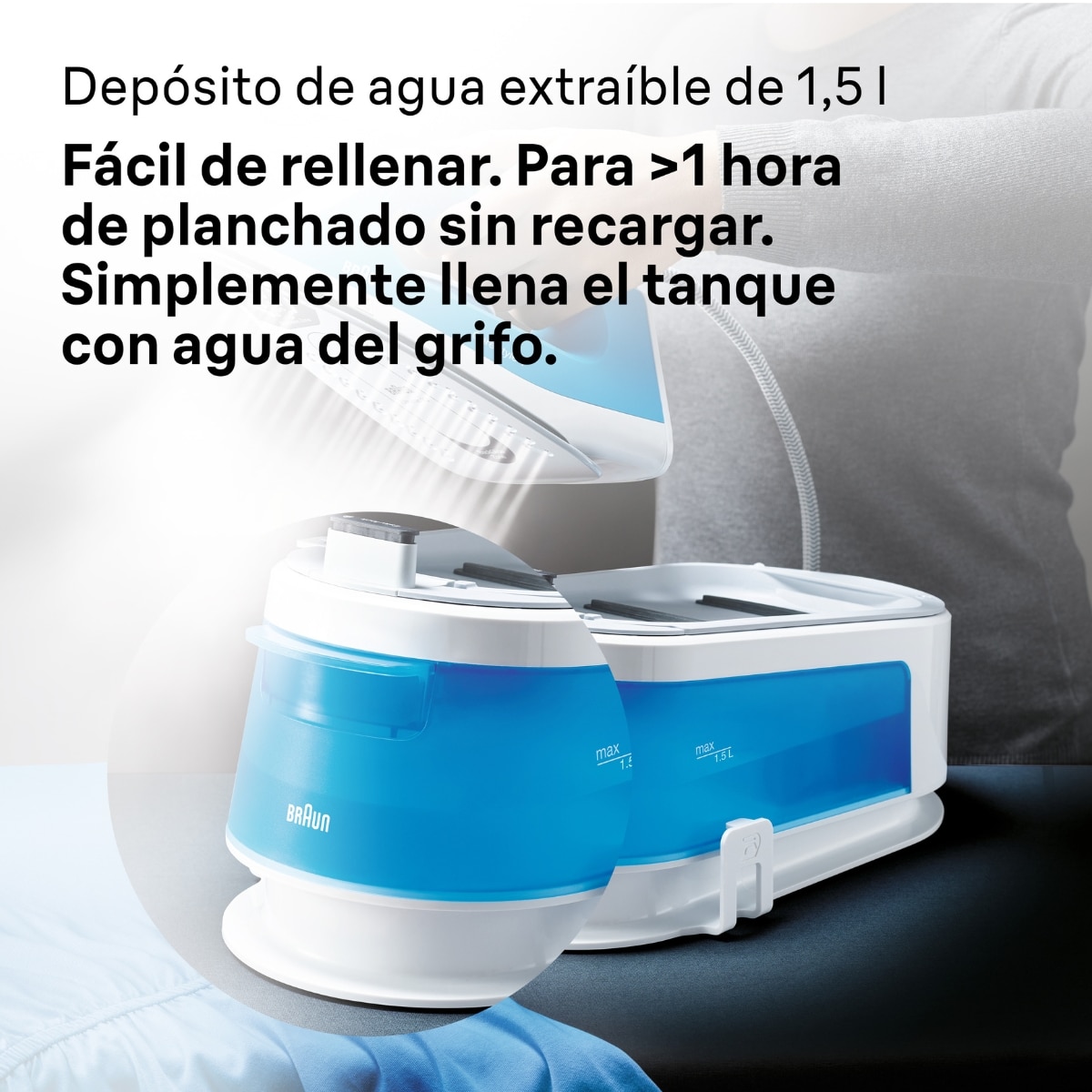 Centro de planchado Braun CareStyle 1 IS1012BL golpe de vapor 340 g/min - Blanco / Azul Blanco / Azul-5