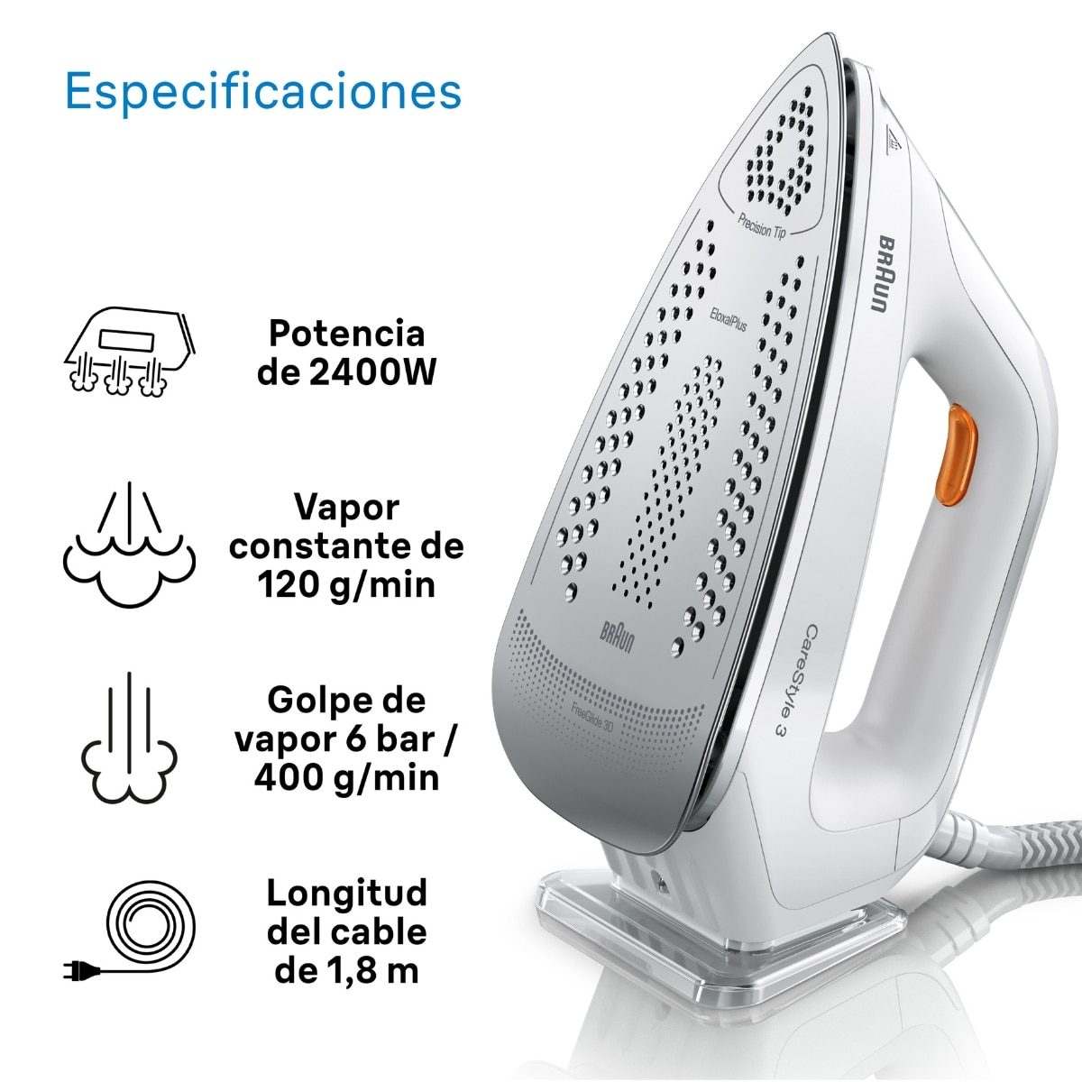 Centro de planchado Braun CareStyle 3 IS3132WH con depósito de agua de 2 L. - Blanco Blanco-2