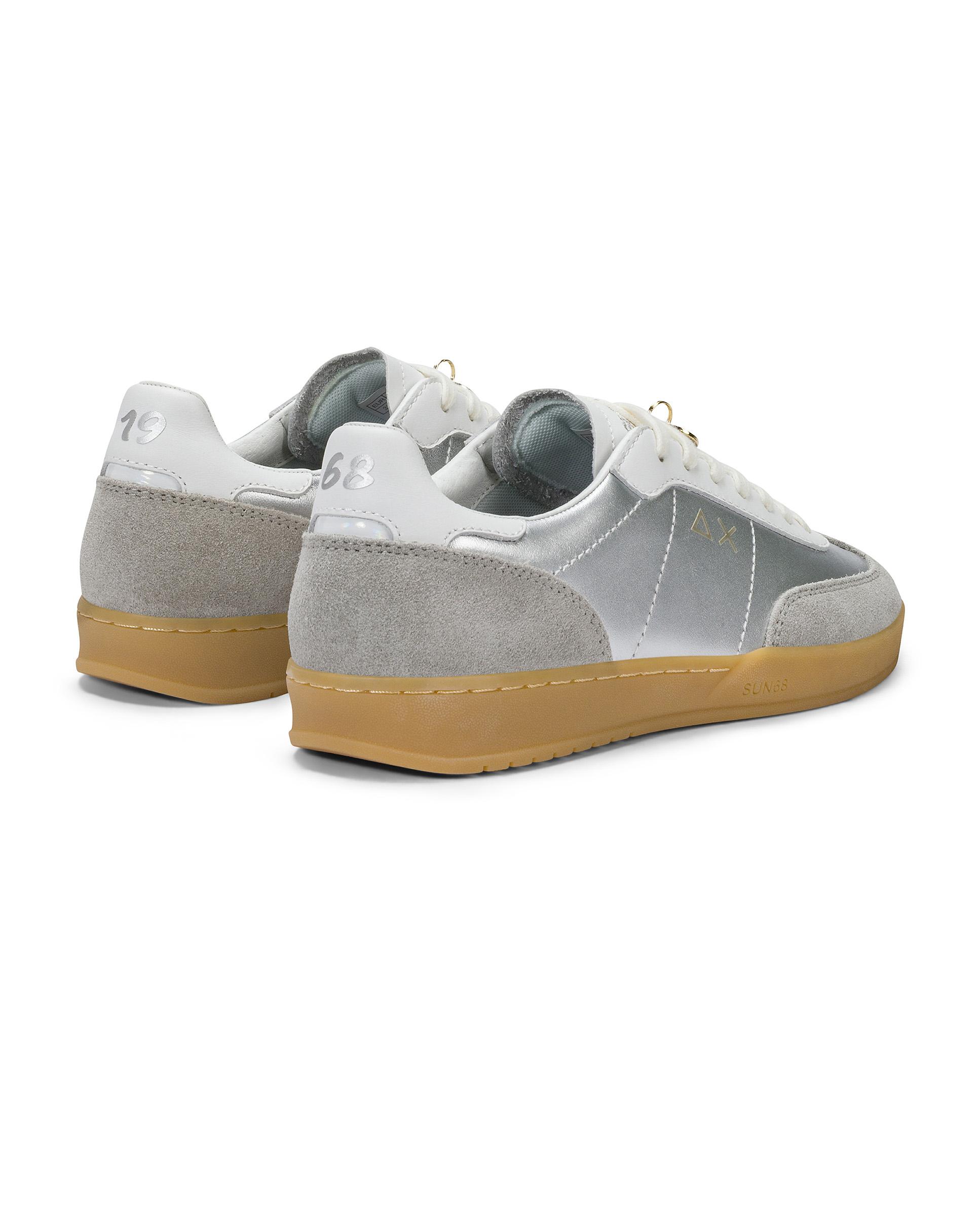 Zapatillas deportivas de mujer de piel con logo picado - sun68 - Plata Plata-3