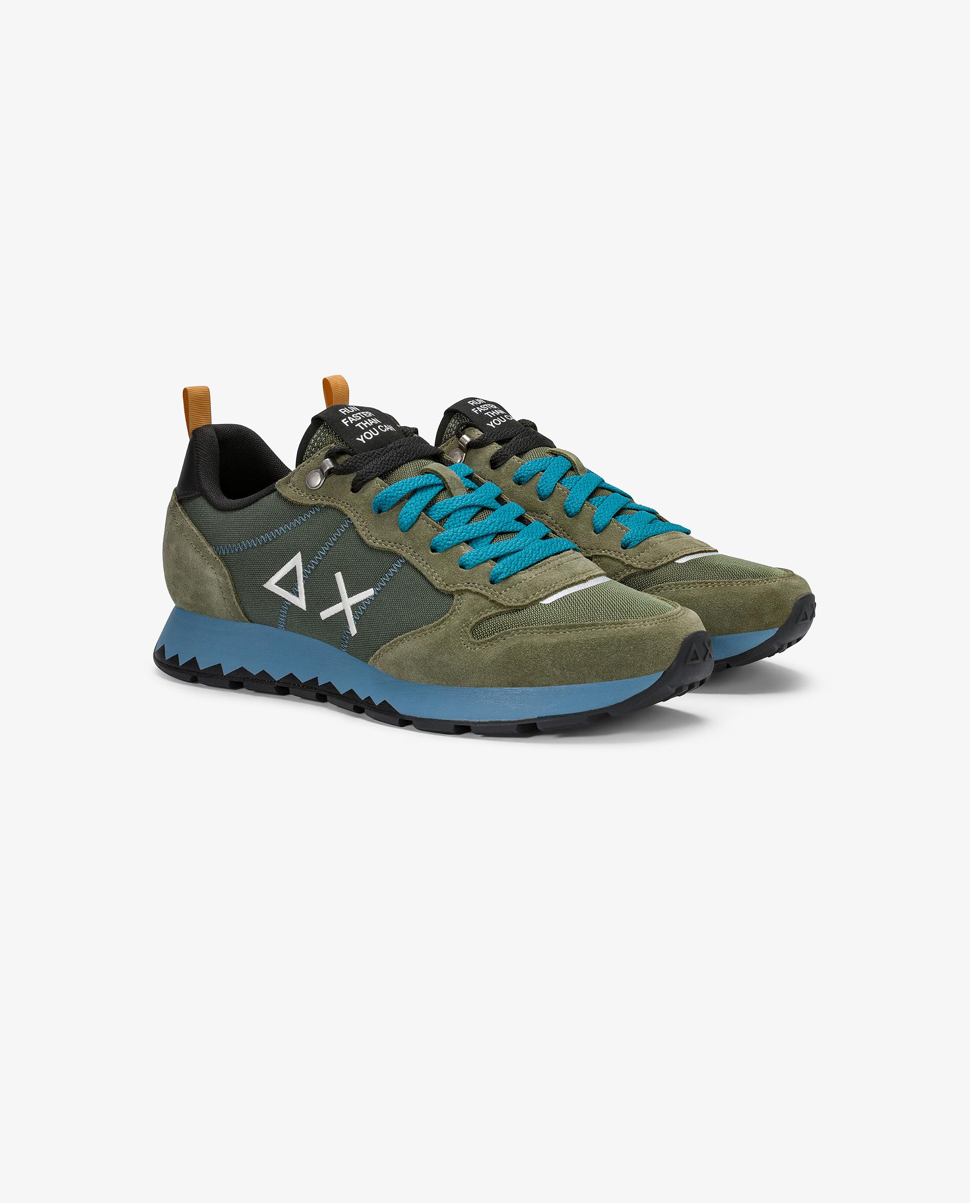 Zapatillas deportivas de hombre de piel con cordones - sun68 - Verde militar Verde militar-3