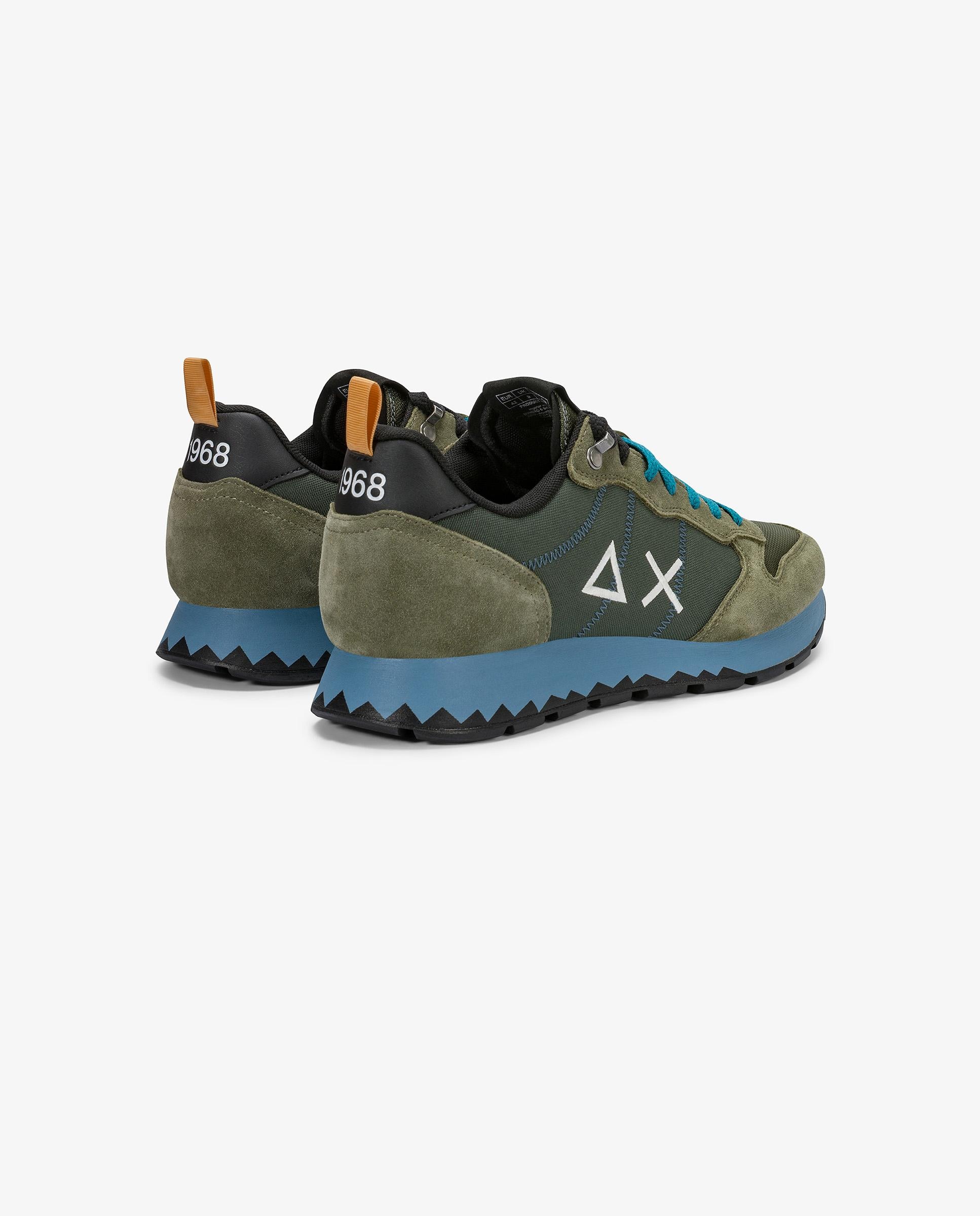 Zapatillas deportivas de hombre de piel con cordones - sun68 - Verde militar Verde militar-2