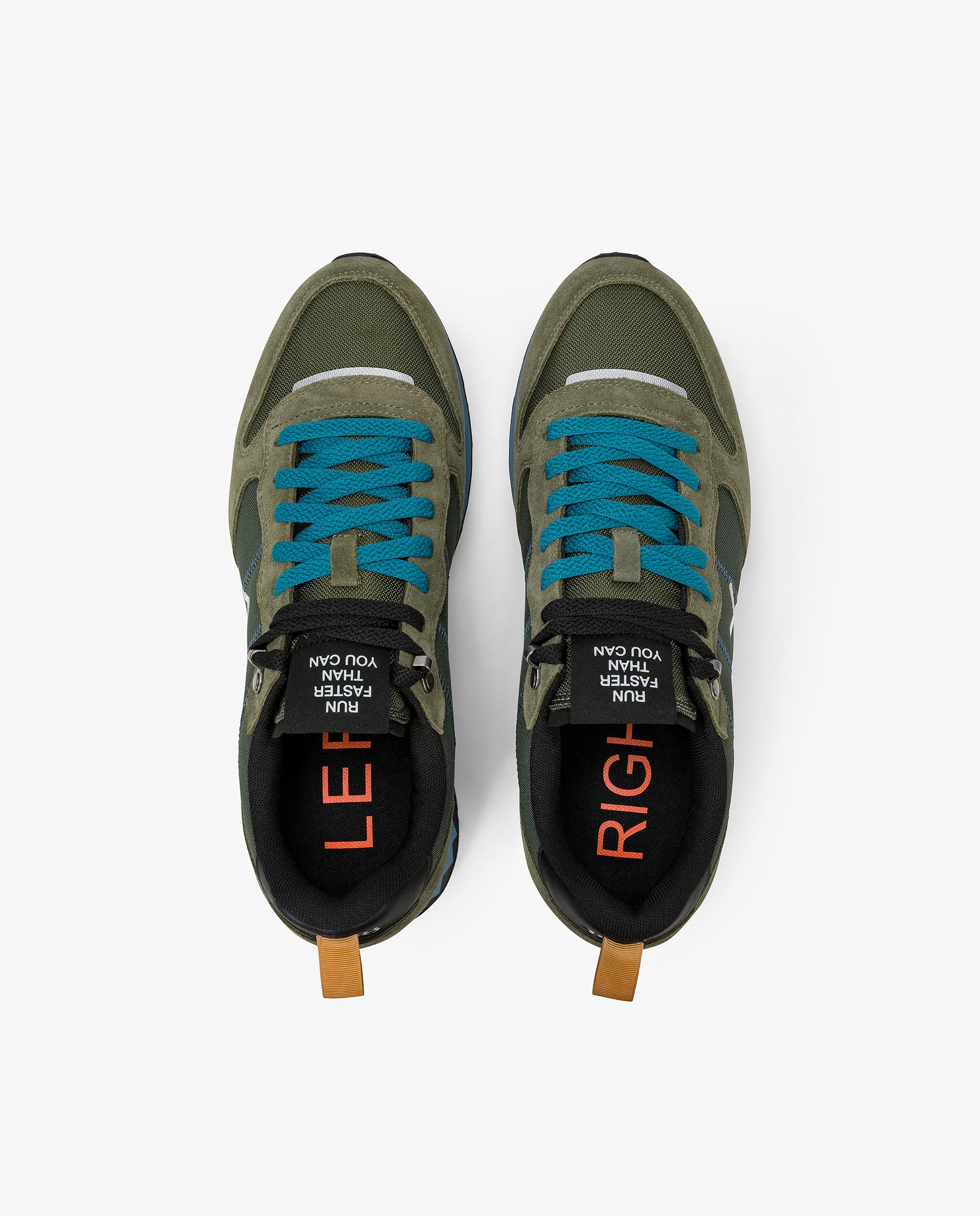Zapatillas deportivas de hombre de piel con cordones - sun68 - Verde militar Verde militar-4