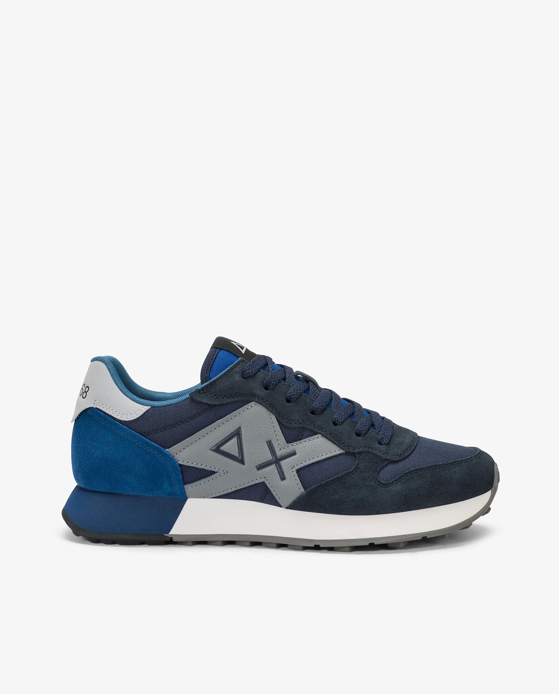 Zapatillas deportivas de hombre de piel con cordones - sun68 - Azulón Azulón-1