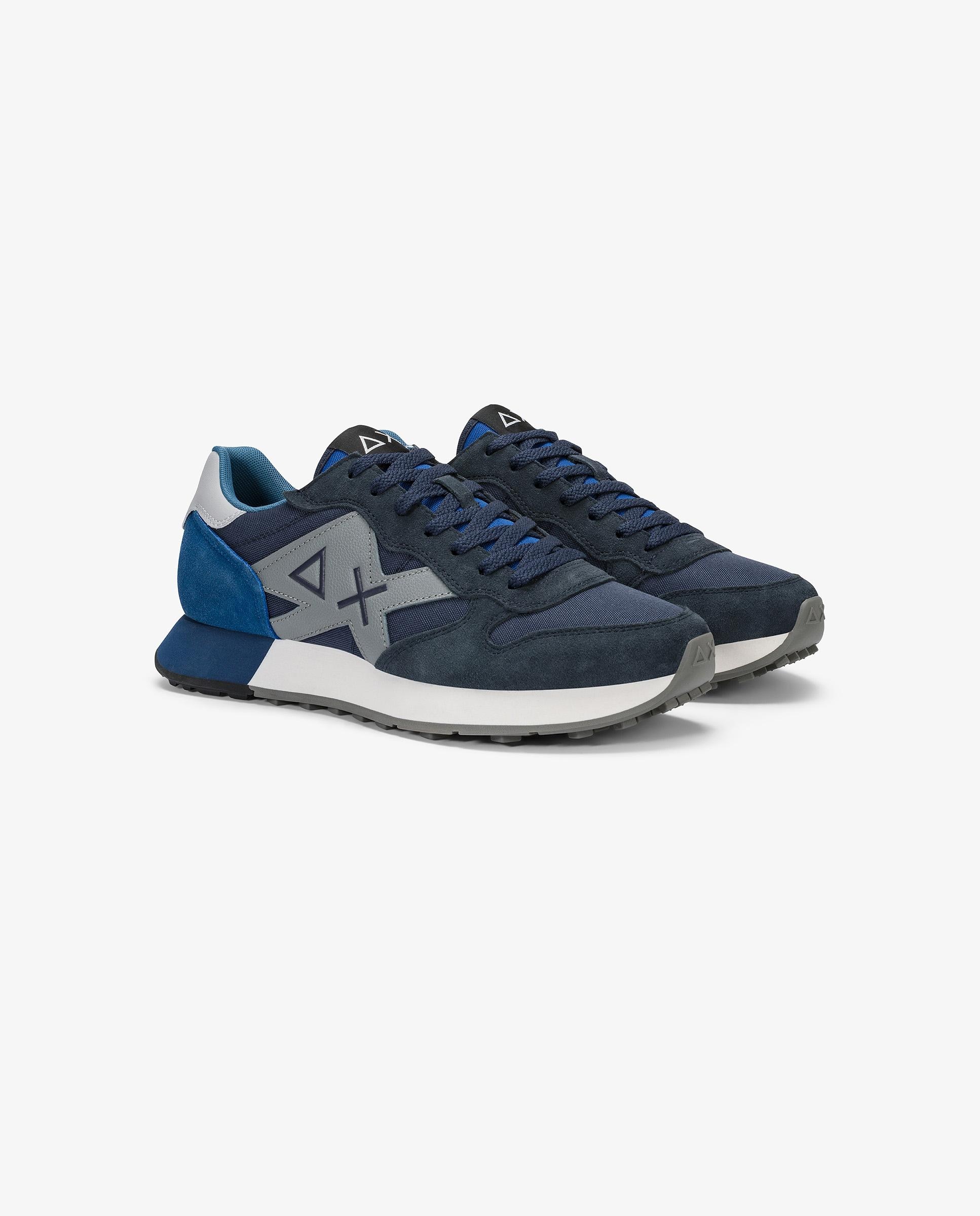 Zapatillas deportivas de hombre de piel con cordones - sun68 - Azulón Azulón-3