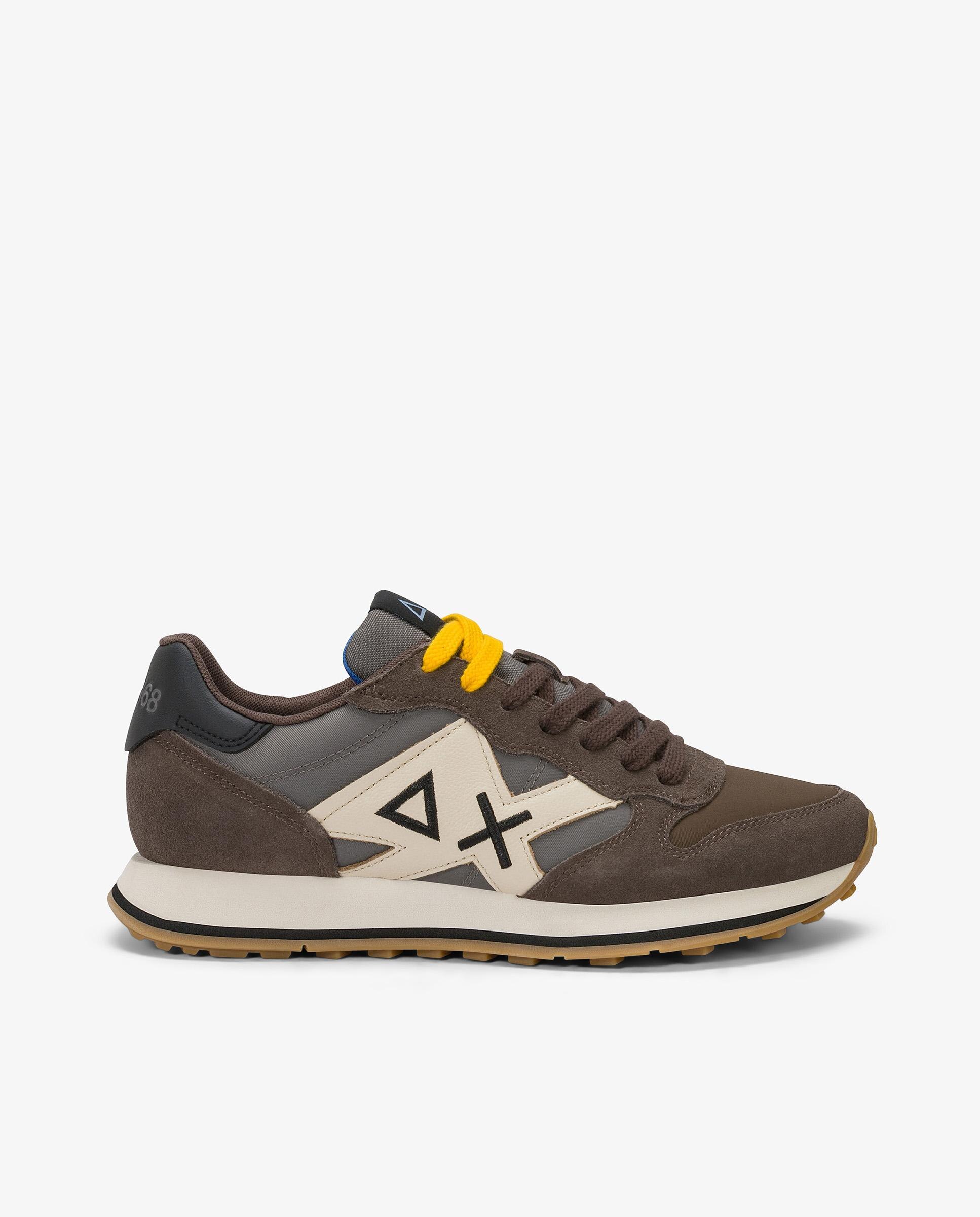 Zapatillas deportivas de hombre de piel con cordones - sun68 - Marrón Marrón-1