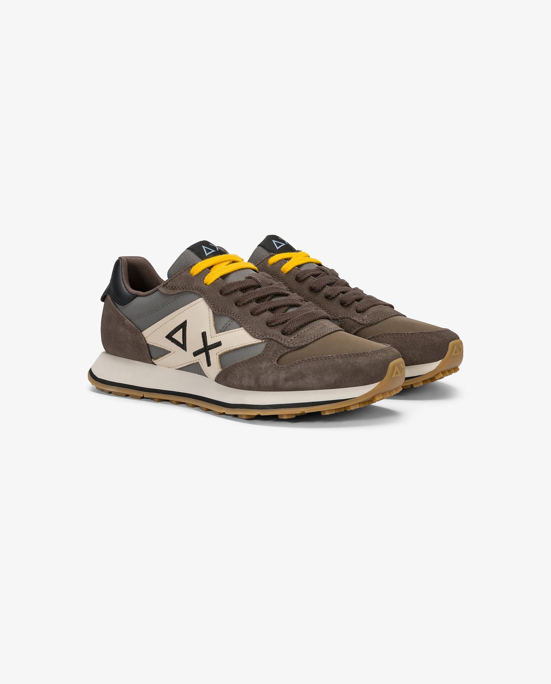 Zapatillas deportivas de hombre de piel con cordones - sun68 - Marrón Marrón-3