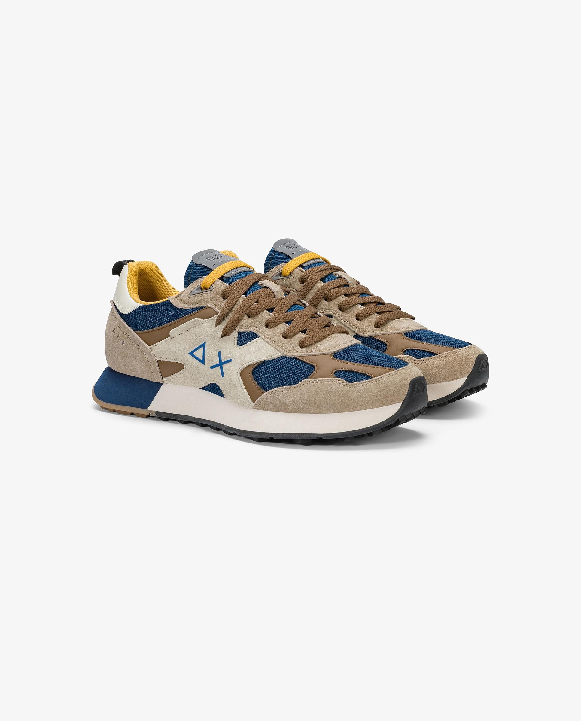 Zapatillas deportivas de hombre de piel con cordones - sun68 - Azul Azul-3