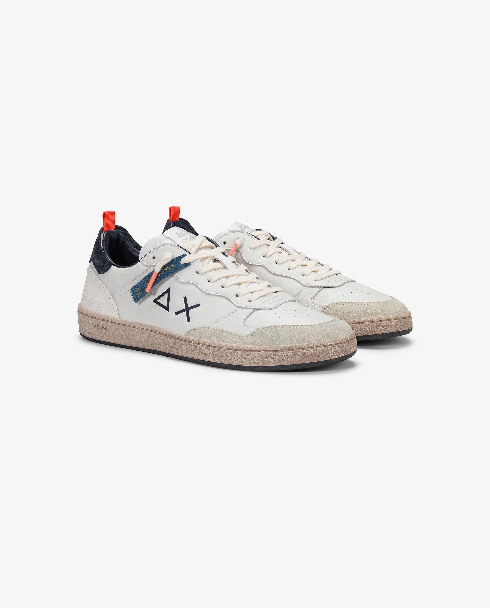 Zapatillas deportivas de hombre de piel con cordones - sun68 - Blanco Blanco-3