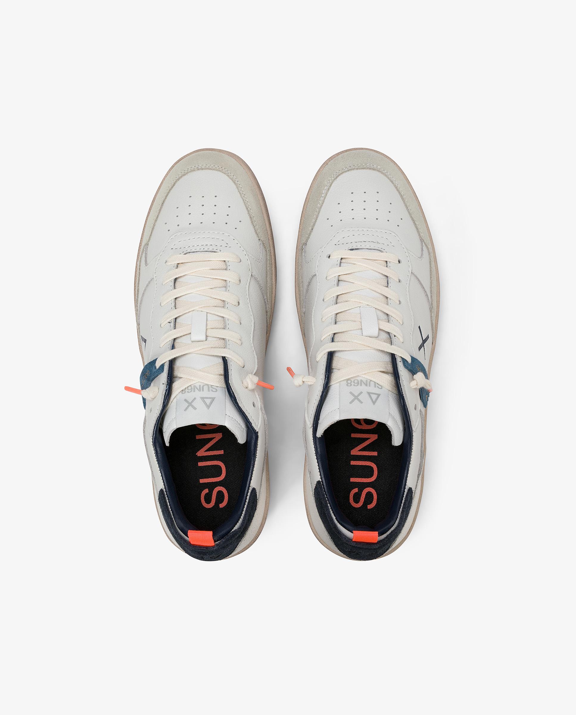 Zapatillas deportivas de hombre de piel con cordones - sun68 - Blanco Blanco-4