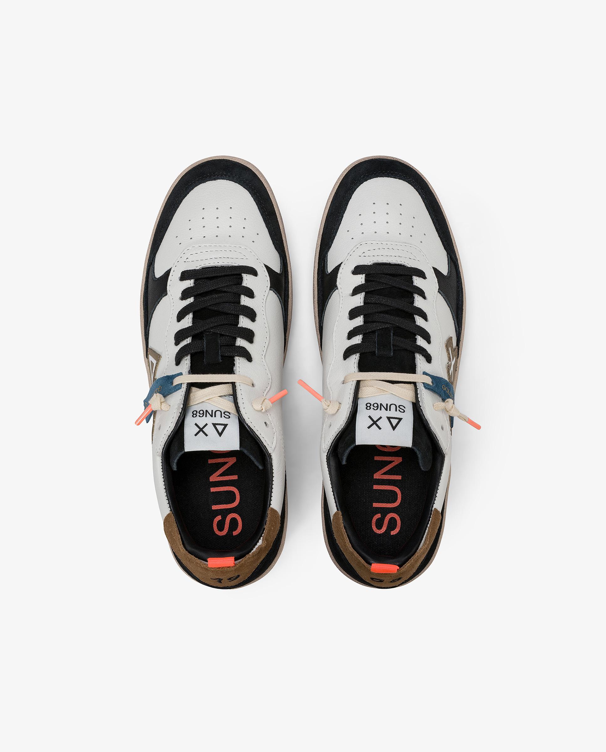 Zapatillas deportivas de hombre de piel con cordones - sun68 - Negro Negro-4