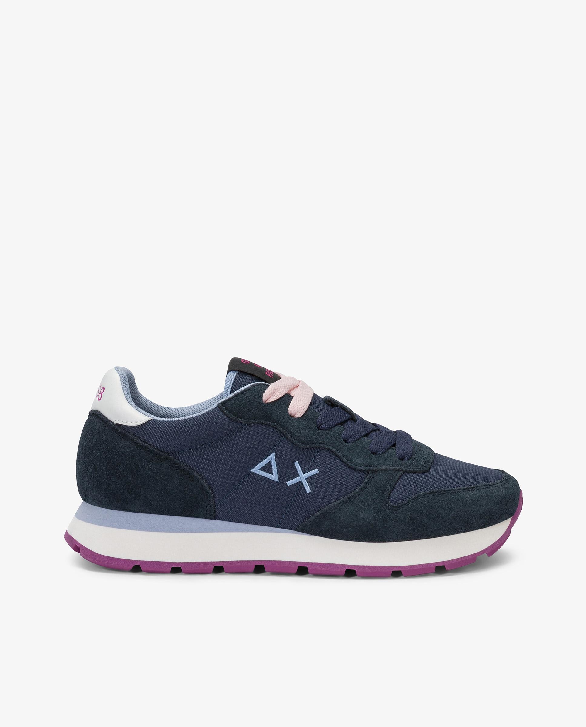 Zapatillas básicas de mujer de piel con cordones - sun68 - Azul marino Azul marino-1