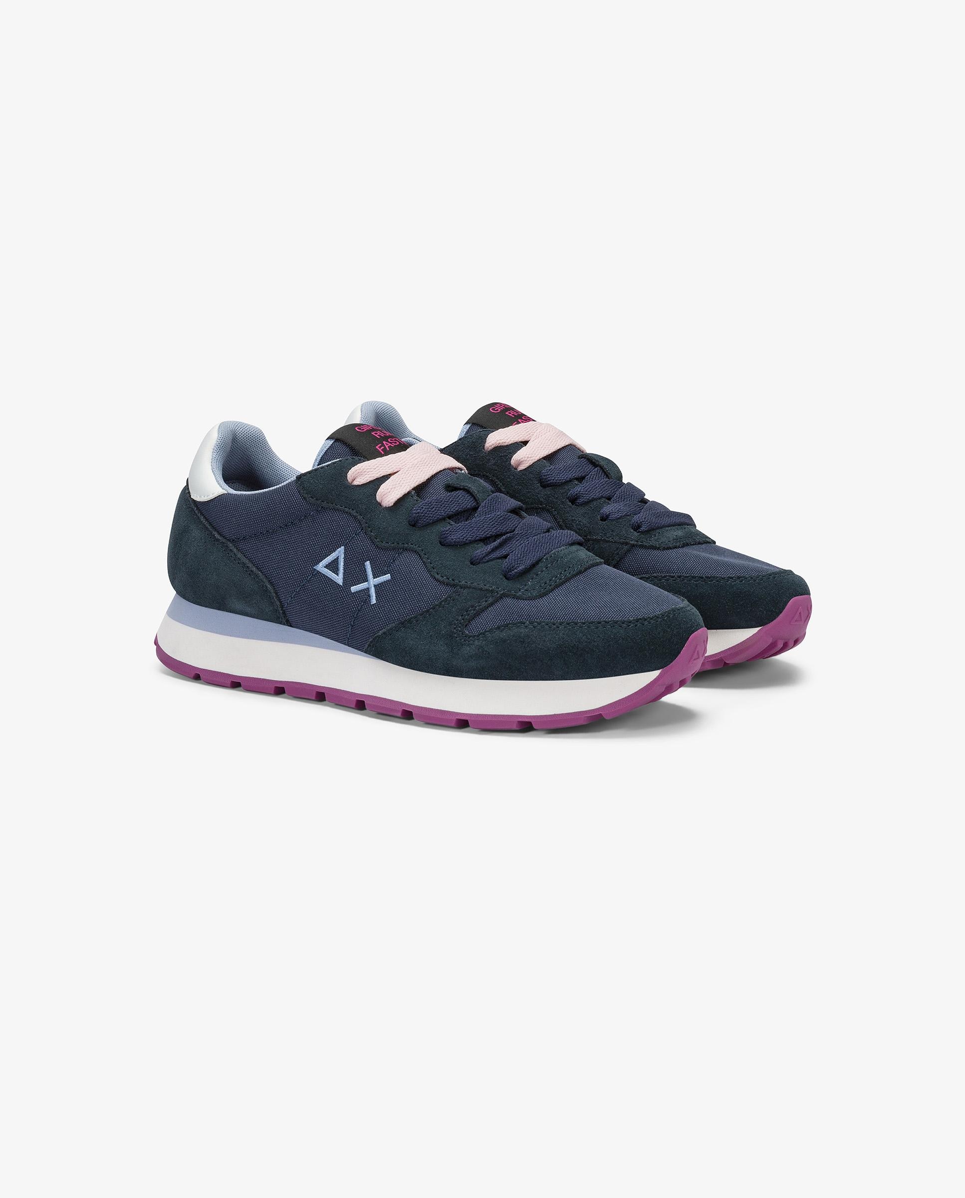 Zapatillas básicas de mujer de piel con cordones - sun68 - Azul marino Azul marino-3