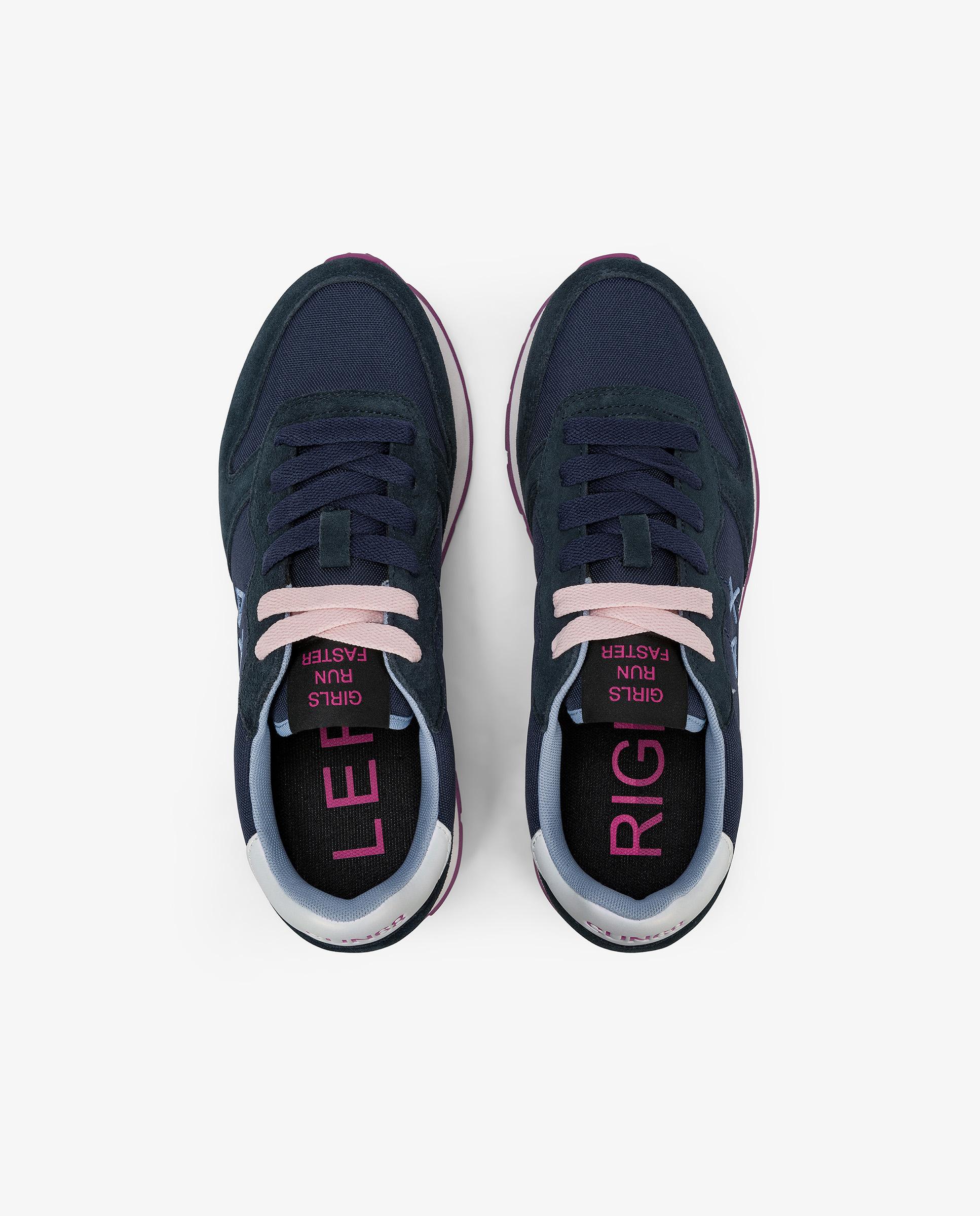 Zapatillas básicas de mujer de piel con cordones - sun68 - Azul marino Azul marino-4