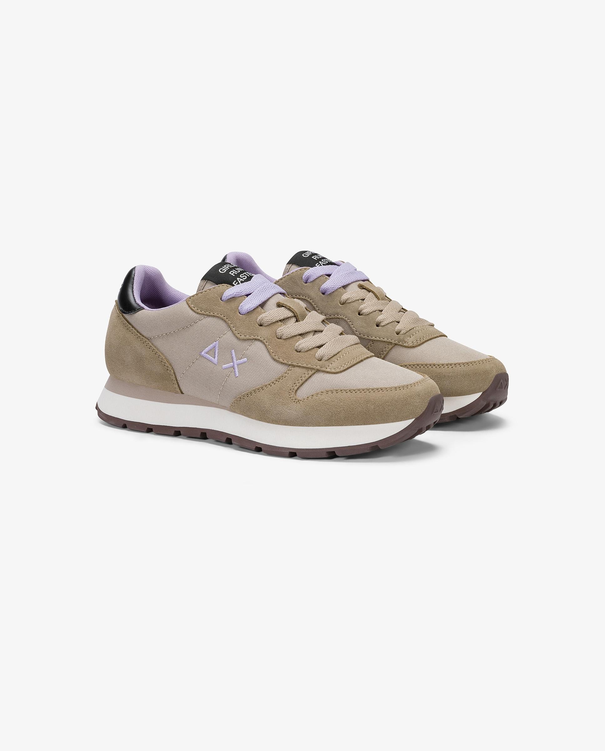Zapatillas básicas de mujer de piel con cordones - sun68 - Beige Beige-3