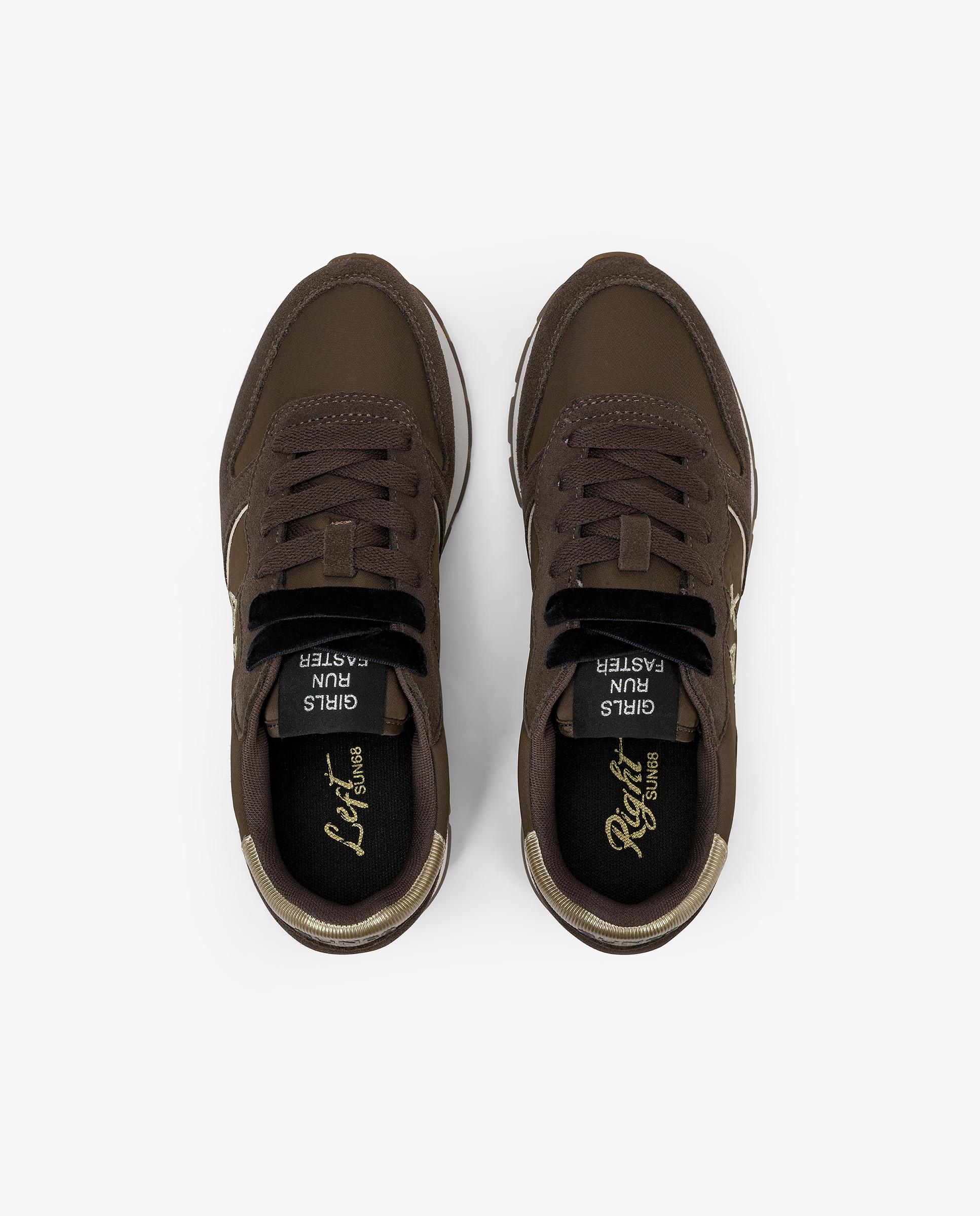 Zapatillas básicas de mujer de piel con cordones - sun68 - Marrón Marrón-4
