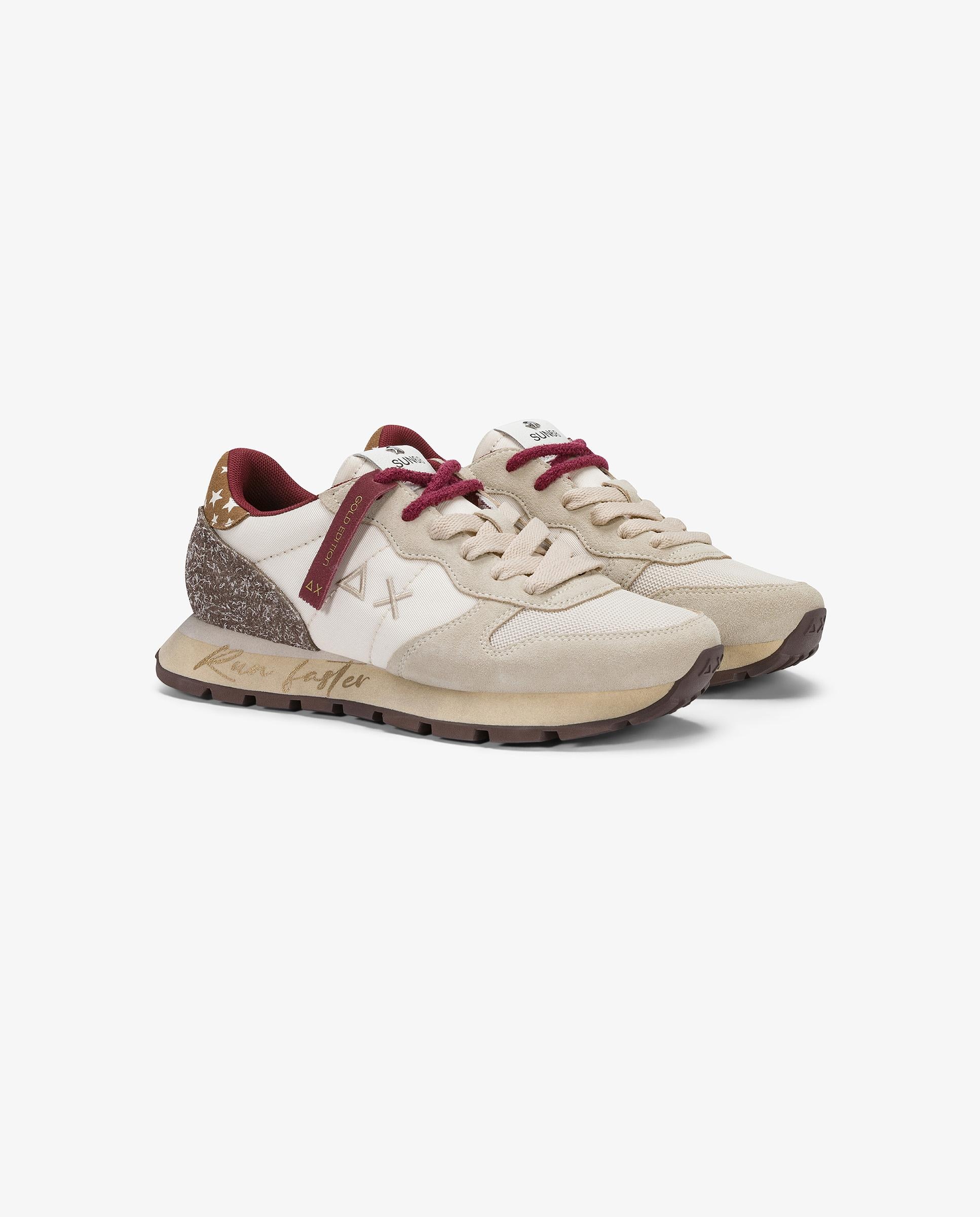 Zapatillas básicas de mujer de piel con cordones - sun68 - Beige Beige-3