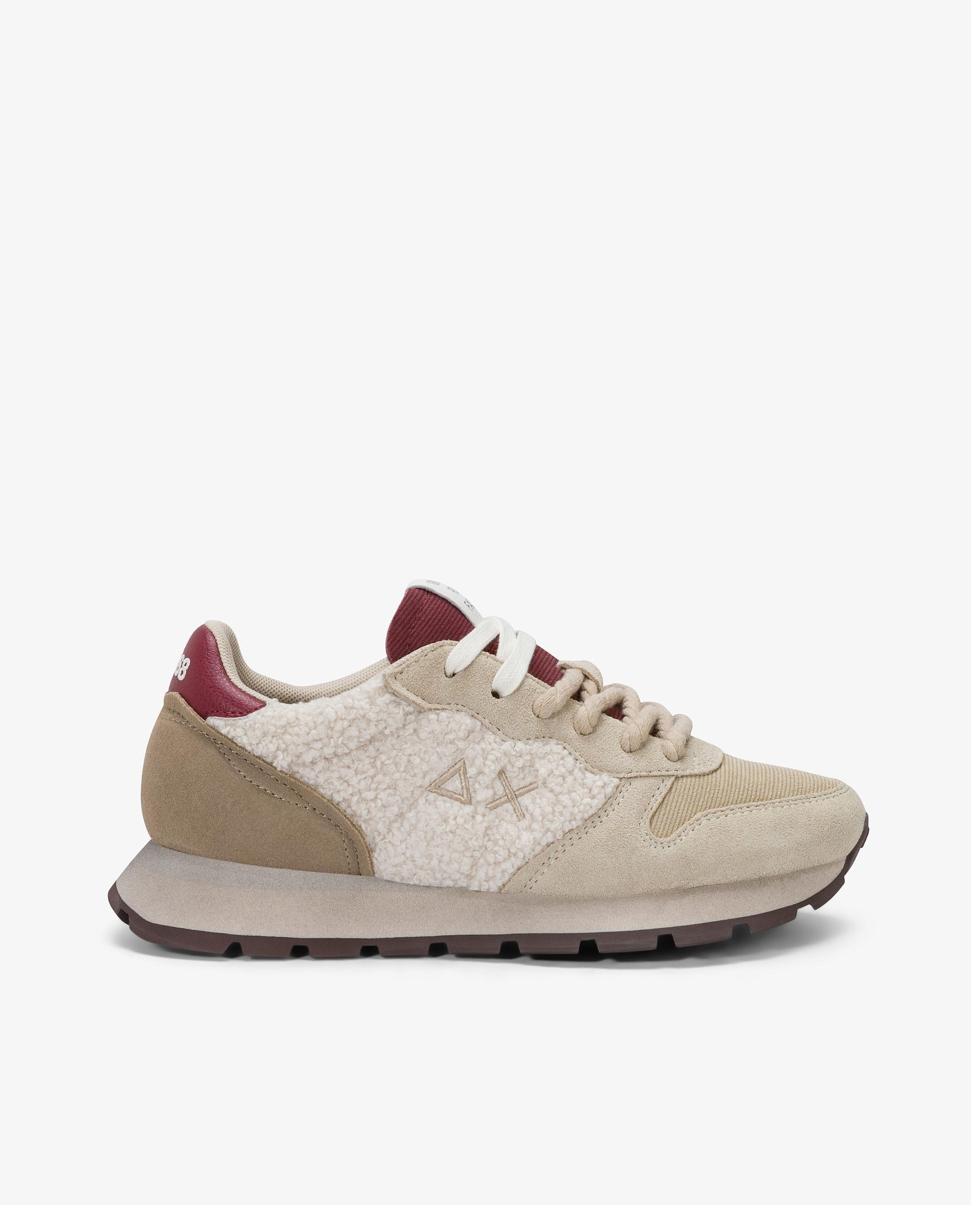 Imagen 0 de Zapatillas básicas de mujer de piel con cordones Beige