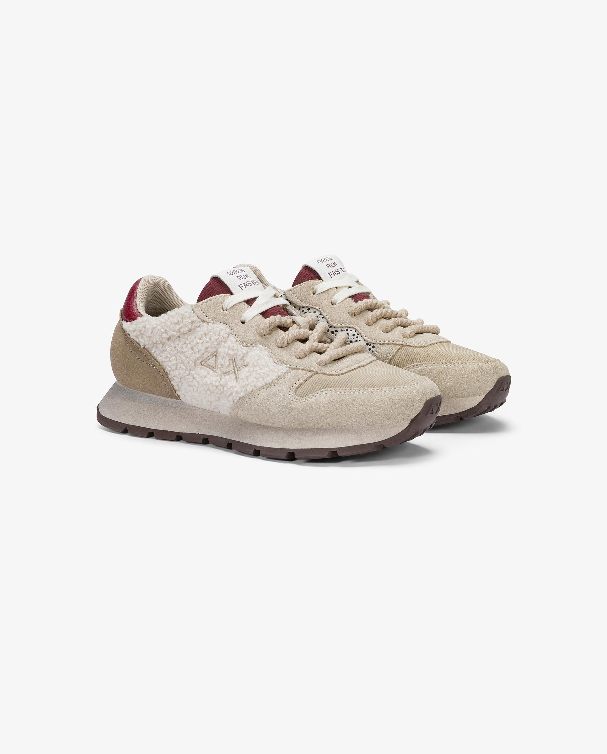 Zapatillas básicas de mujer de piel con cordones - sun68 - Beige Beige-3