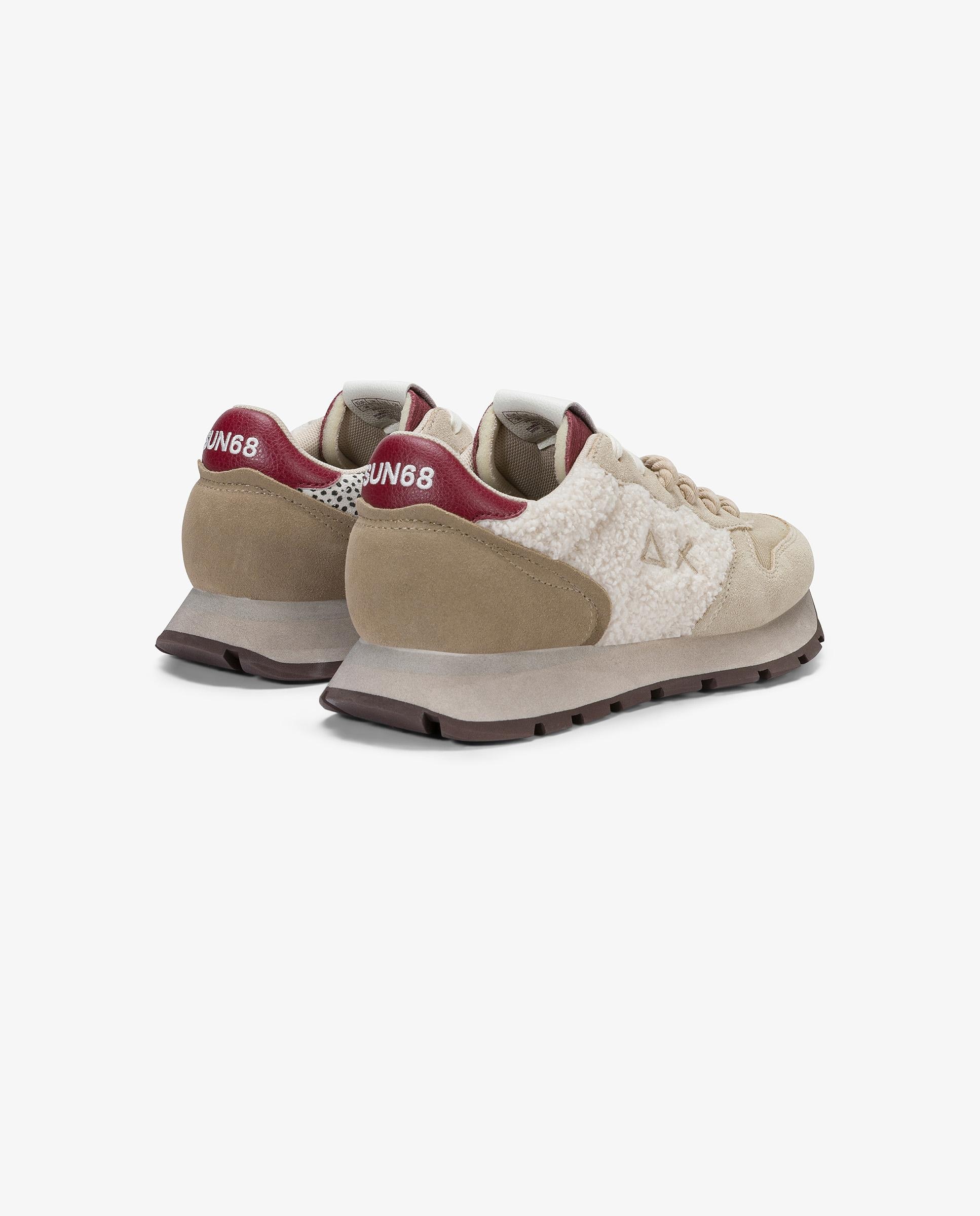 Zapatillas básicas de mujer de piel con cordones - sun68 - Beige Beige-2