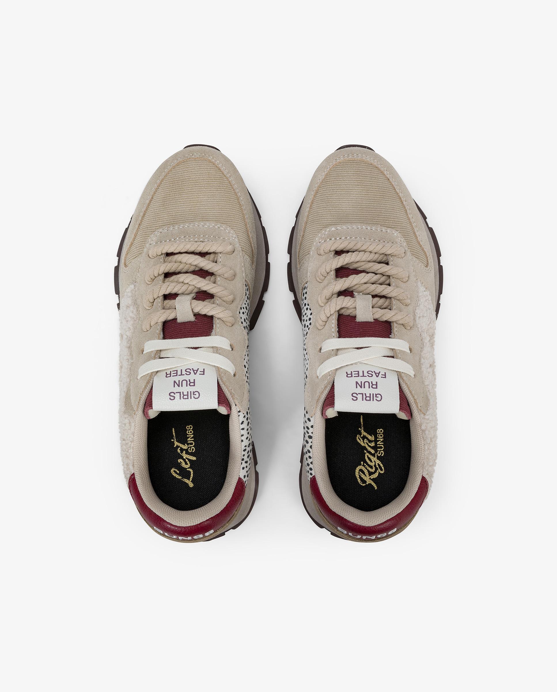Zapatillas básicas de mujer de piel con cordones - sun68 - Beige Beige-4