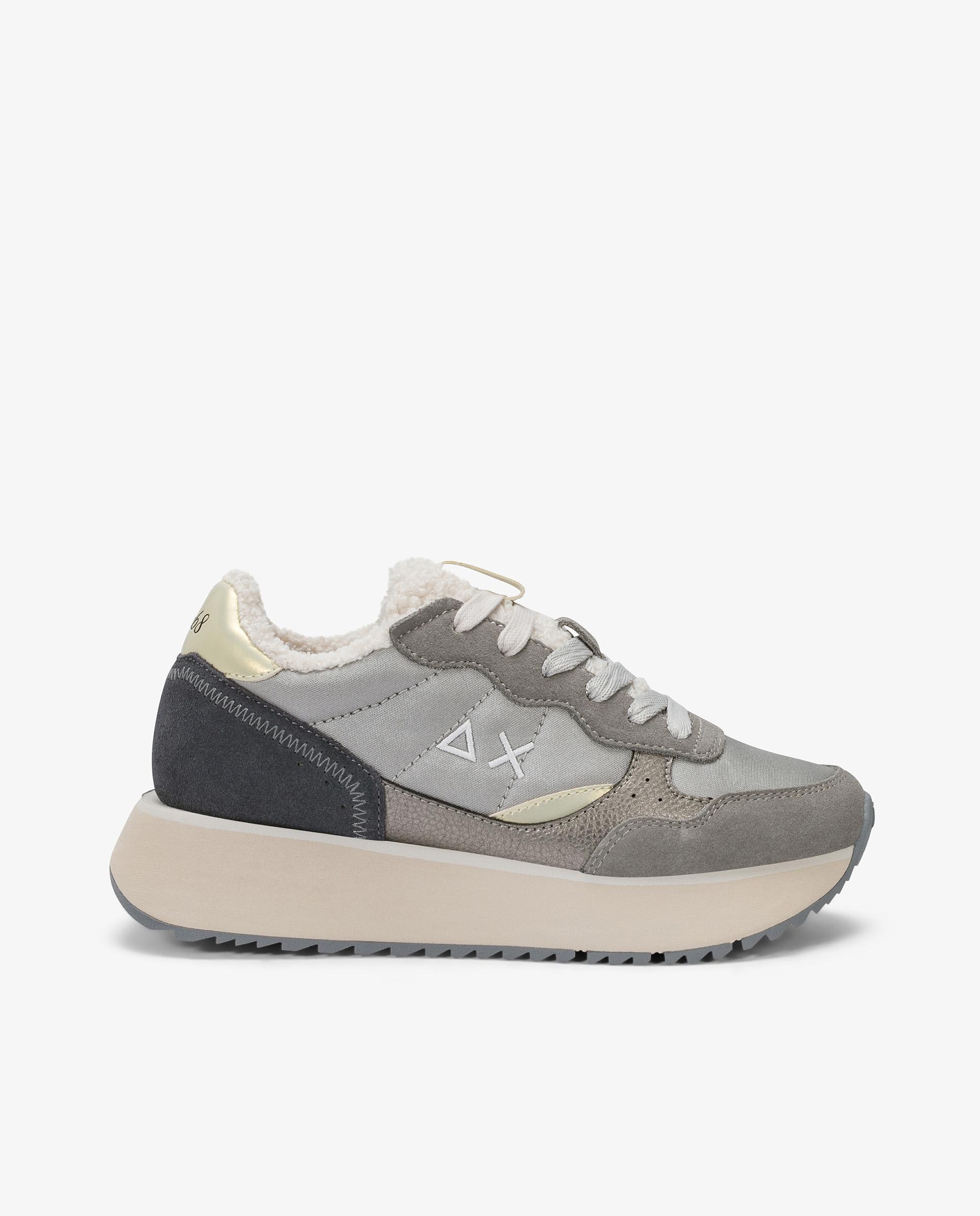 Zapatillas básicas de mujer con cordones - sun68 - Gris Gris-1