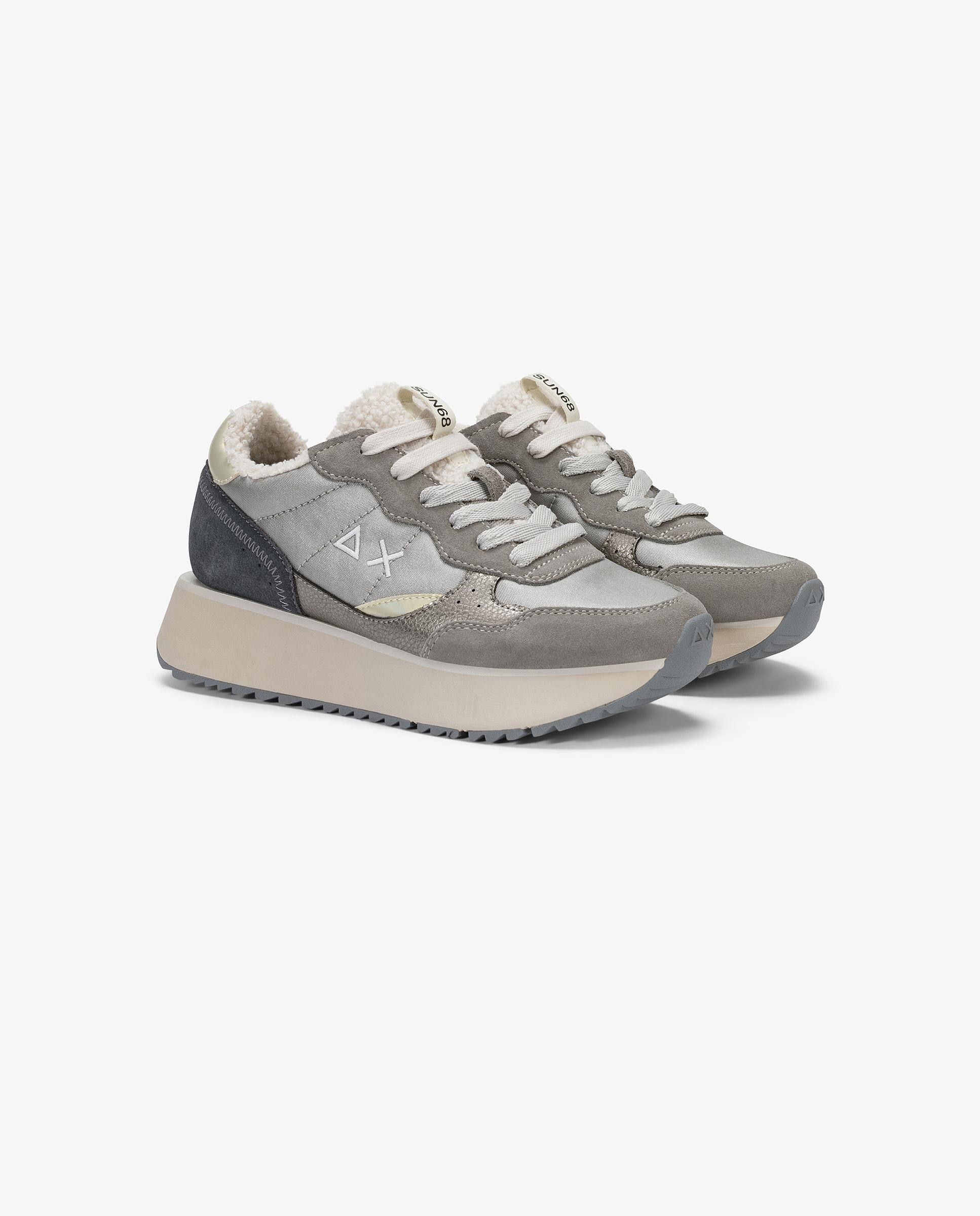 Zapatillas básicas de mujer con cordones - sun68 - Gris Gris-3