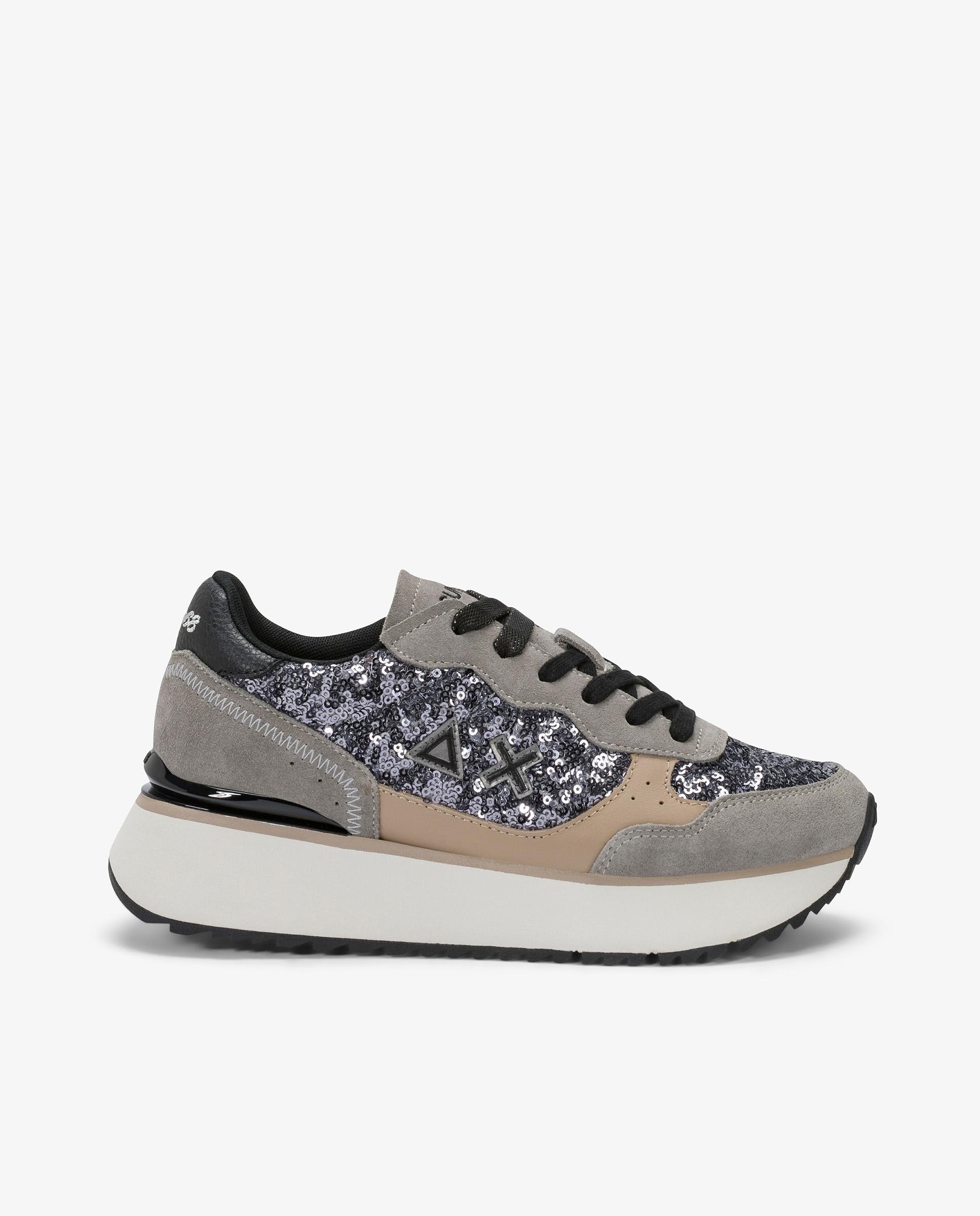 Zapatillas básicas de mujer de piel con cordones - sun68 - Beige Beige-1
