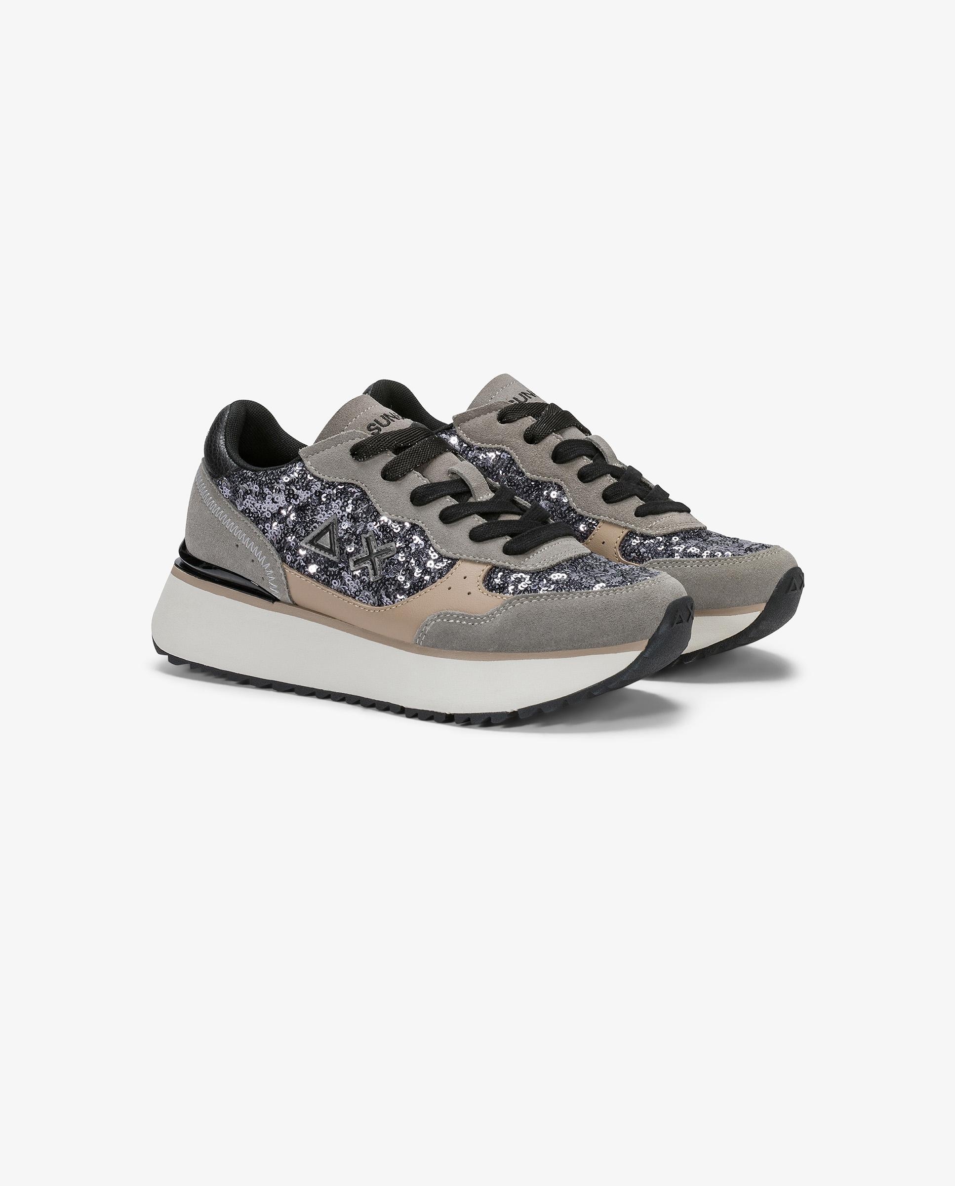Zapatillas básicas de mujer de piel con cordones - sun68 - Beige Beige-3