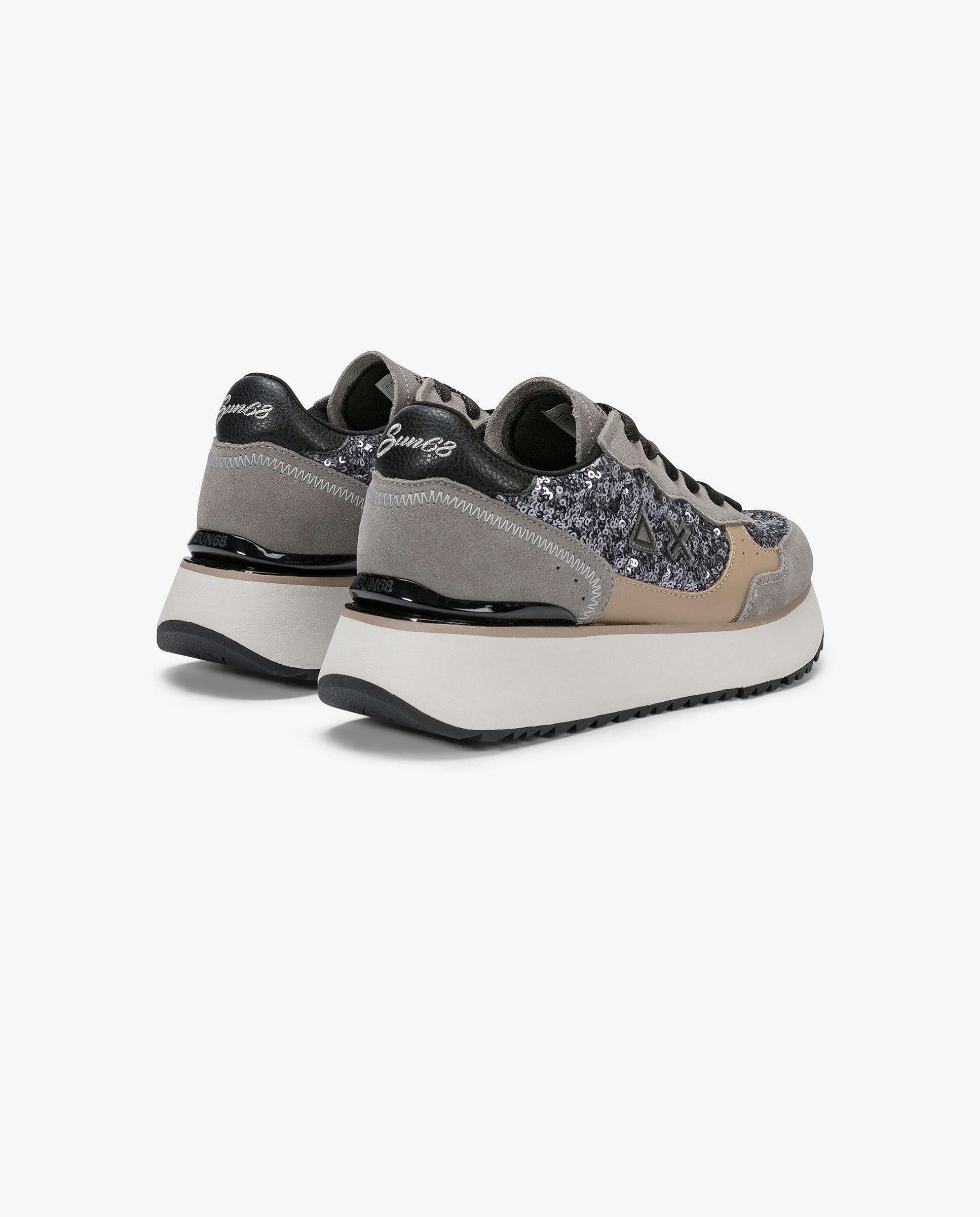 Zapatillas básicas de mujer de piel con cordones - sun68 - Beige Beige-2
