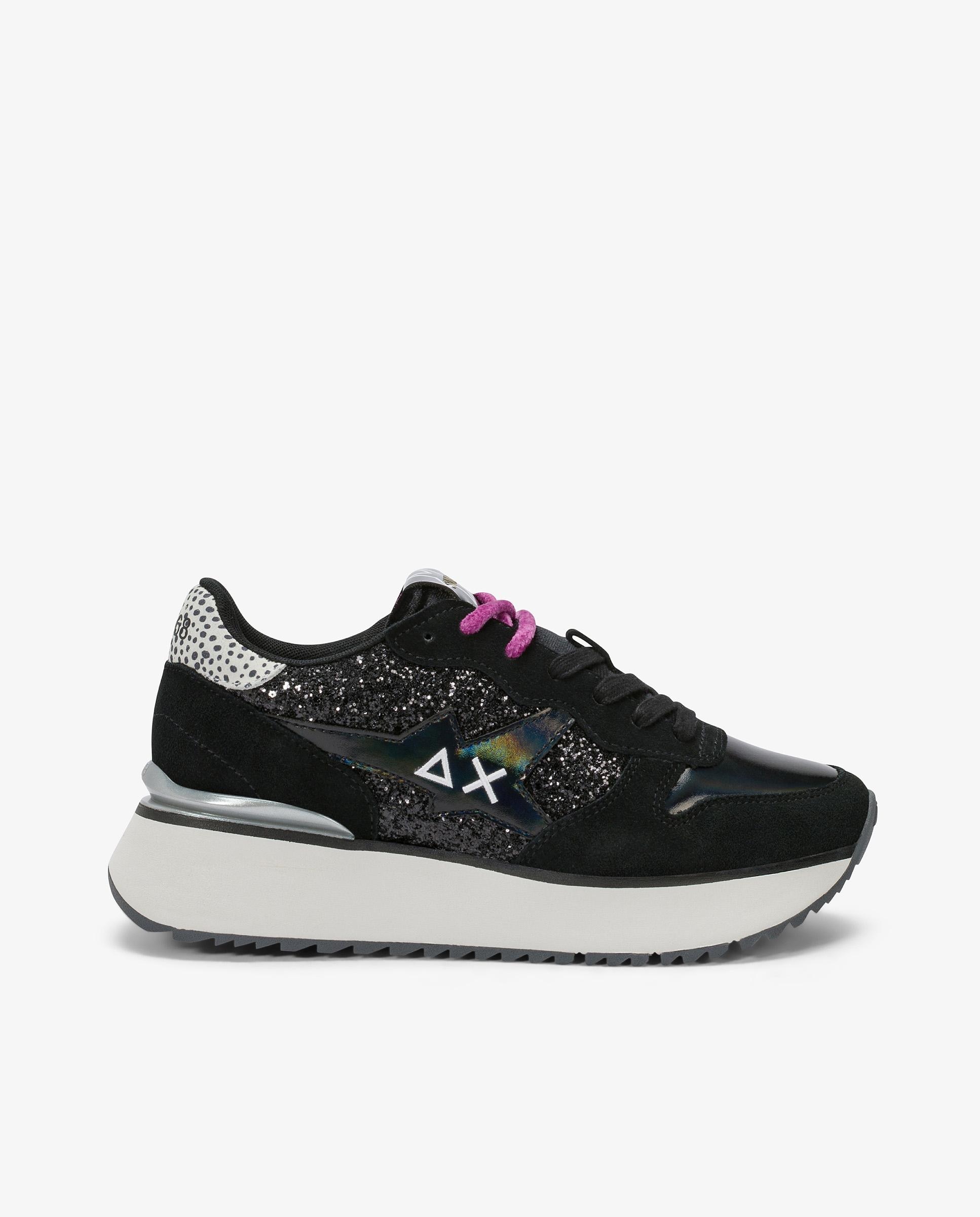 Imagen 0 de Zapatillas básicas de mujer de piel con cordones Negro
