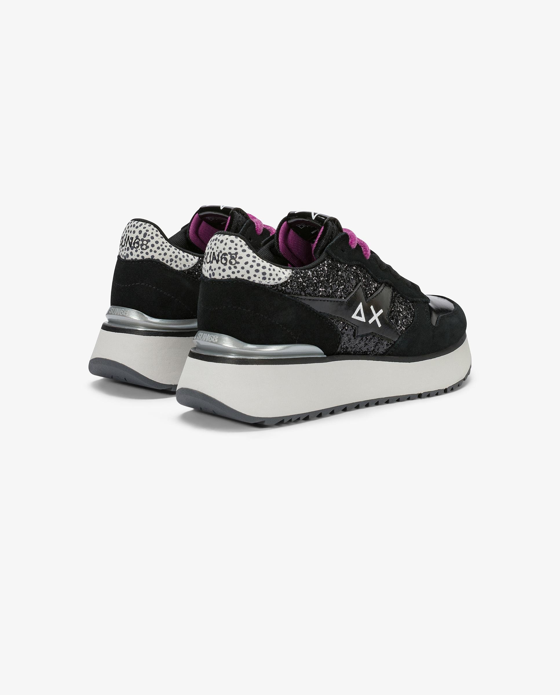 Zapatillas básicas de mujer de piel con cordones - sun68 - Negro Negro-2