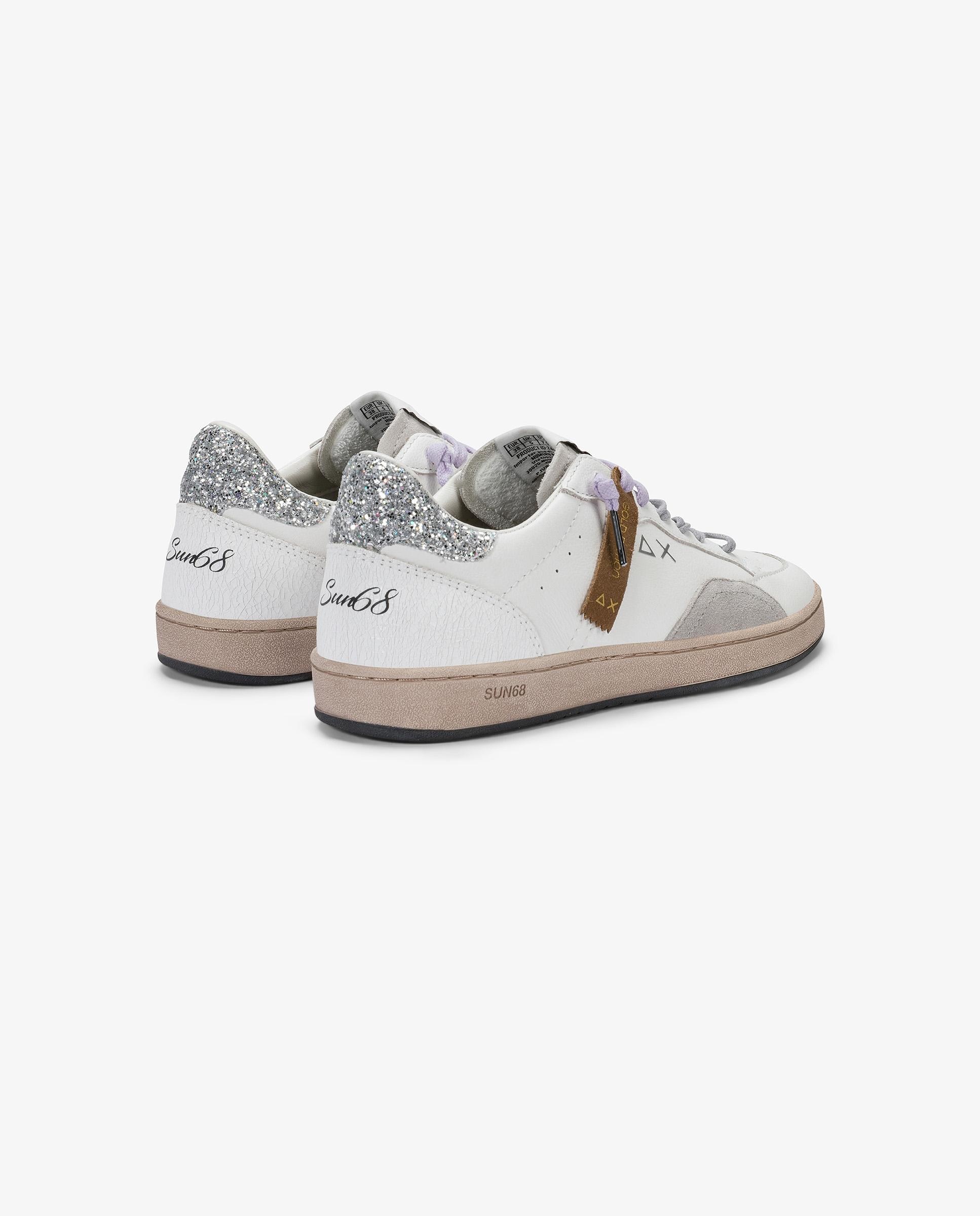 Zapatillas básicas de mujer de piel con cordones - sun68 - Blanco Blanco-2