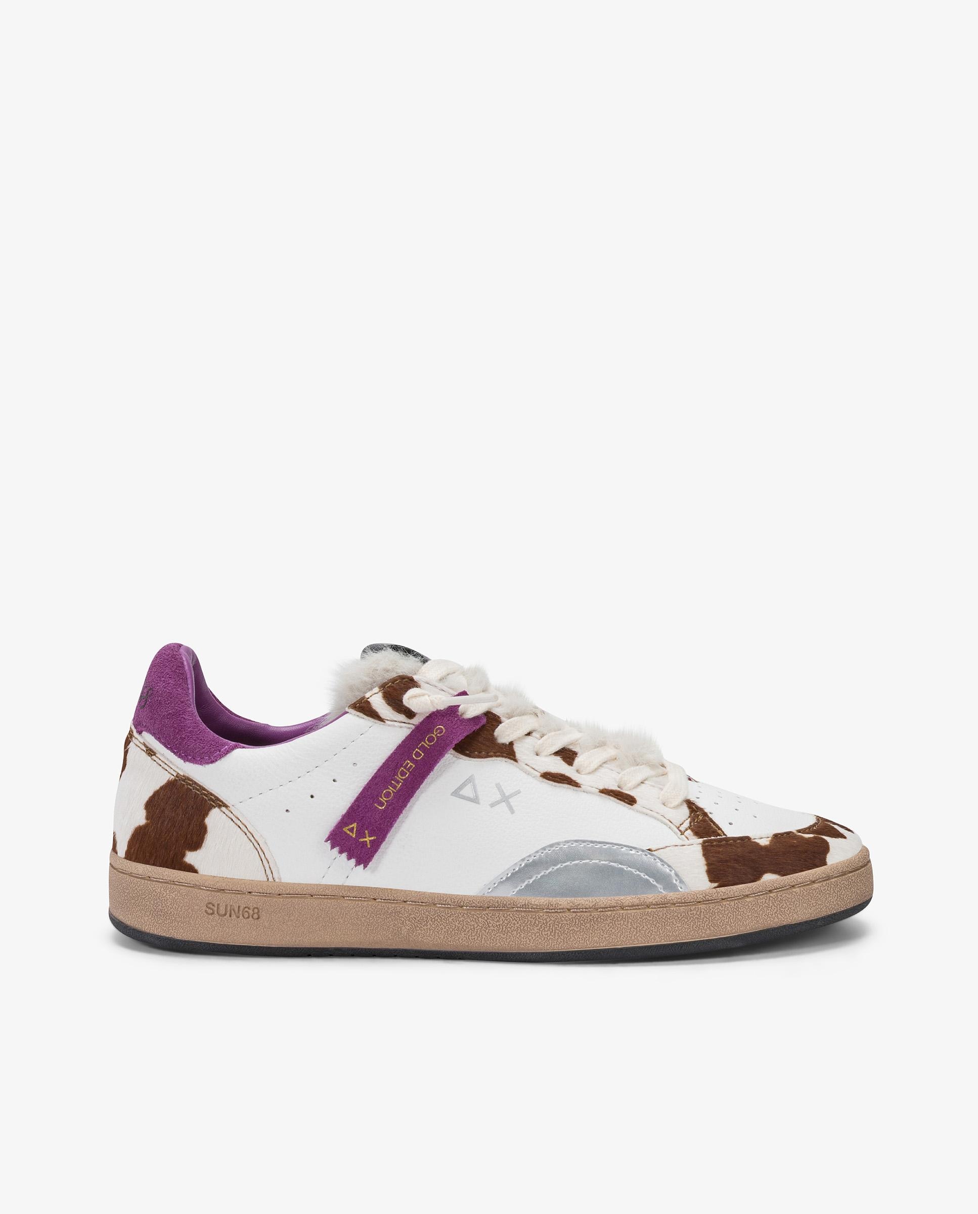 Zapatillas blancas de mujer de piel con cordones - sun68 - Blanco Blanco-1