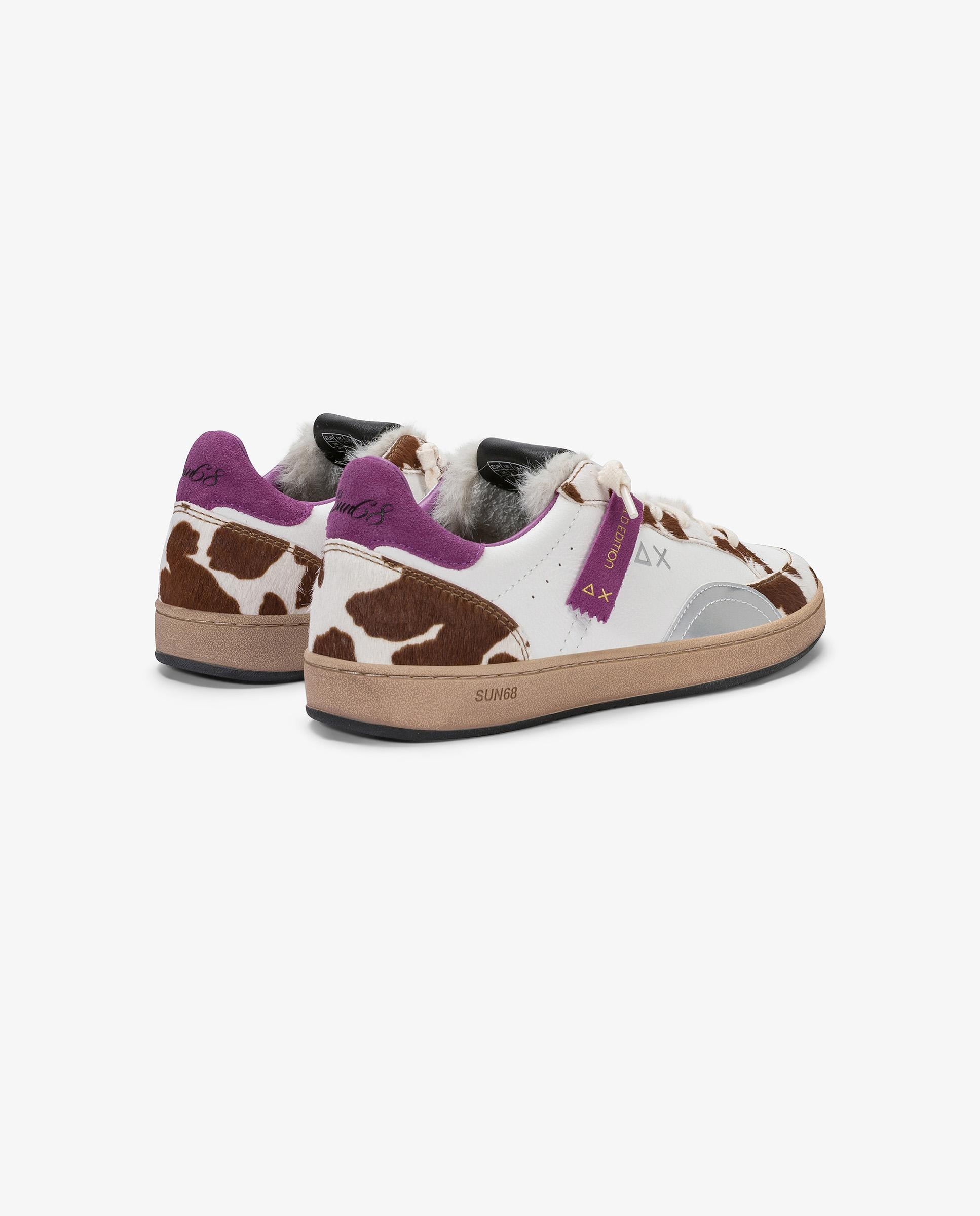 Zapatillas blancas de mujer de piel con cordones - sun68 - Blanco Blanco-2