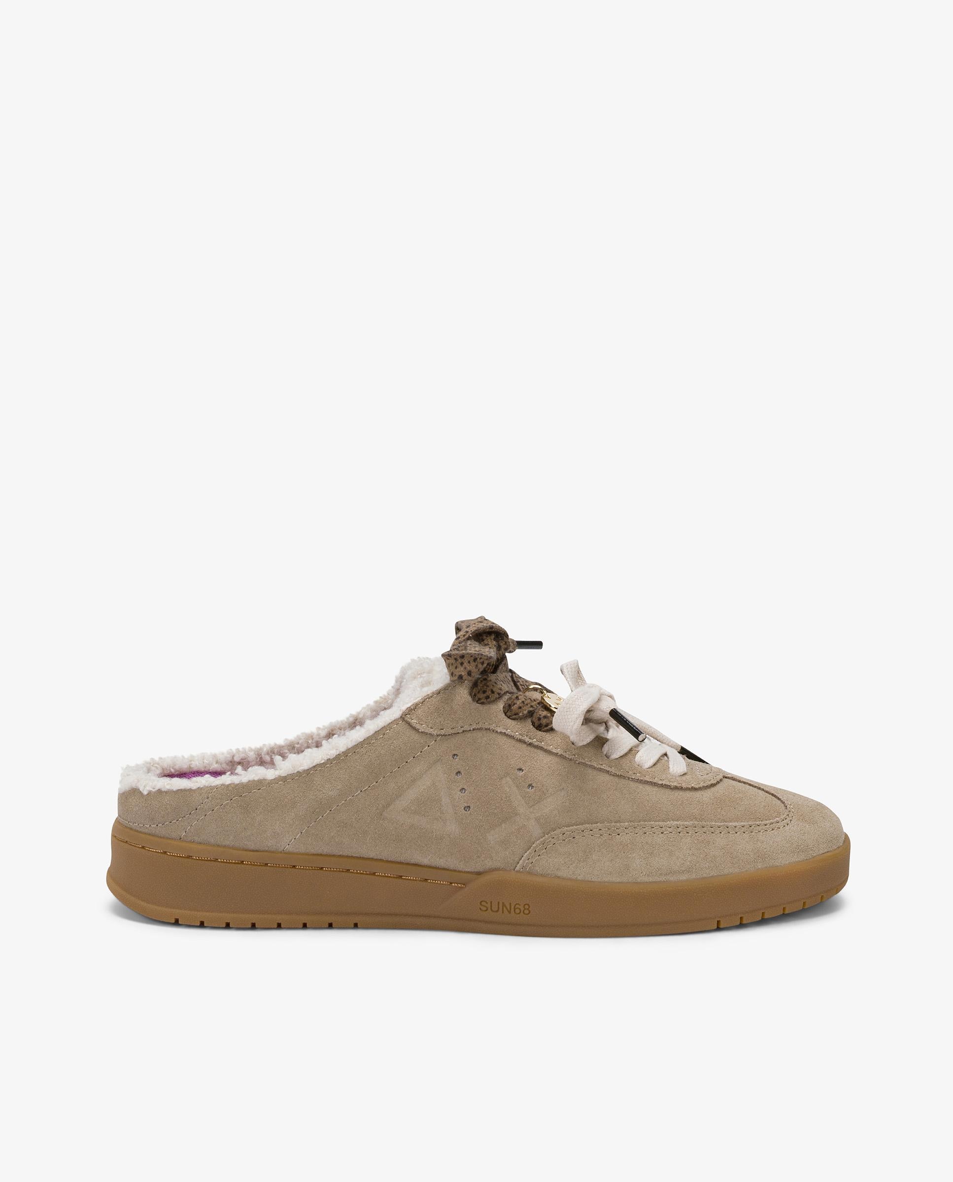 Zapatillas básicas de mujer de piel con cordones - sun68 - Beige Beige-1
