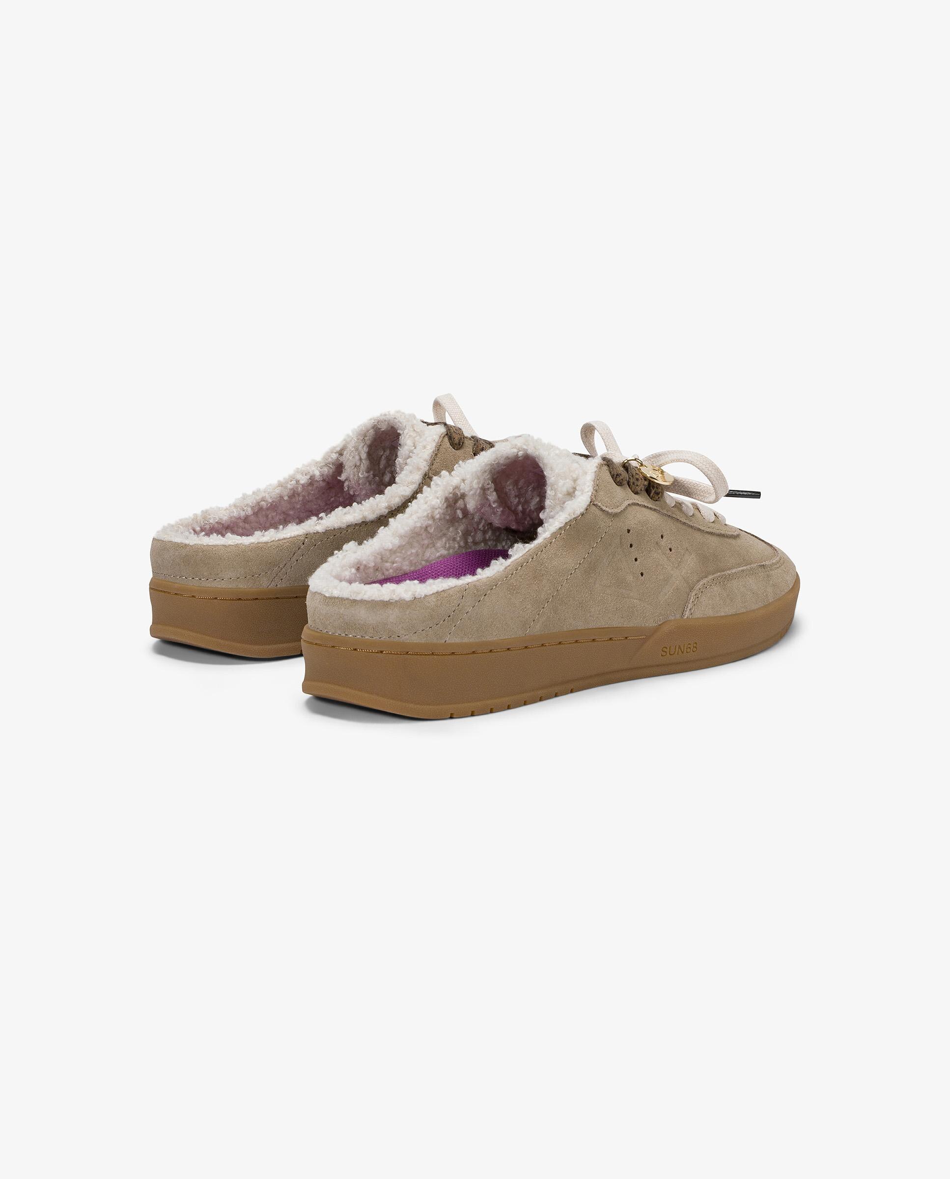 Zapatillas básicas de mujer de piel con cordones - sun68 - Beige Beige-2